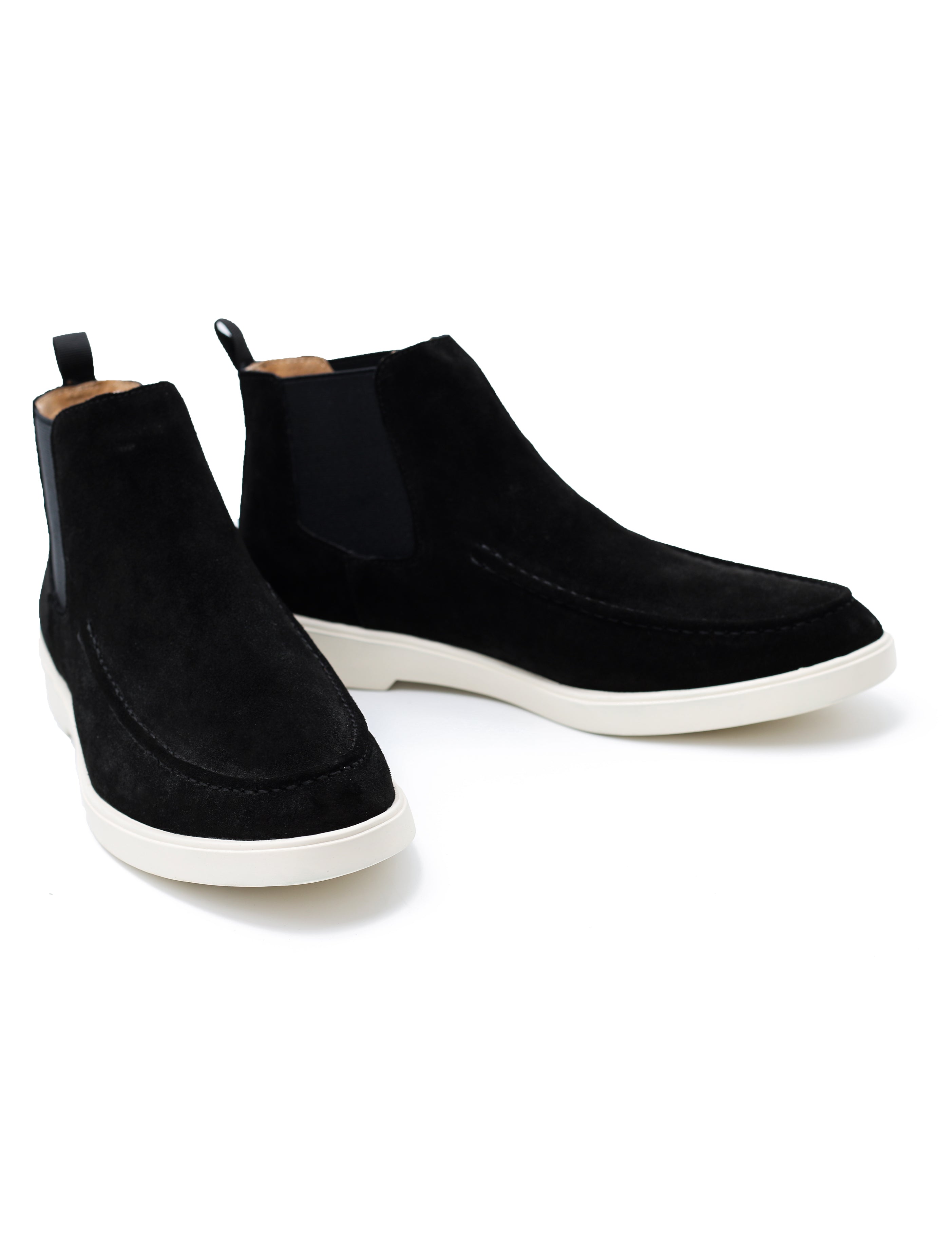 BLACK SUEDE CHELSEA BOOTS LOW TOP