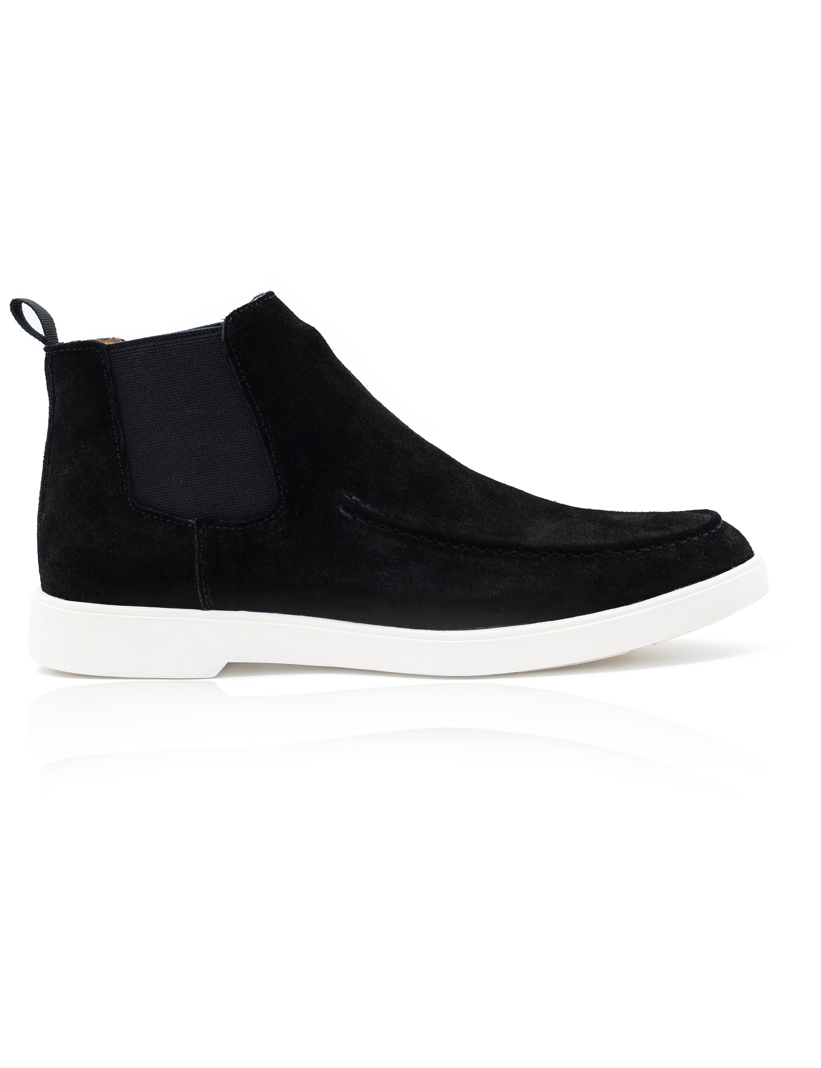 BLACK SUEDE CHELSEA BOOTS LOW TOP