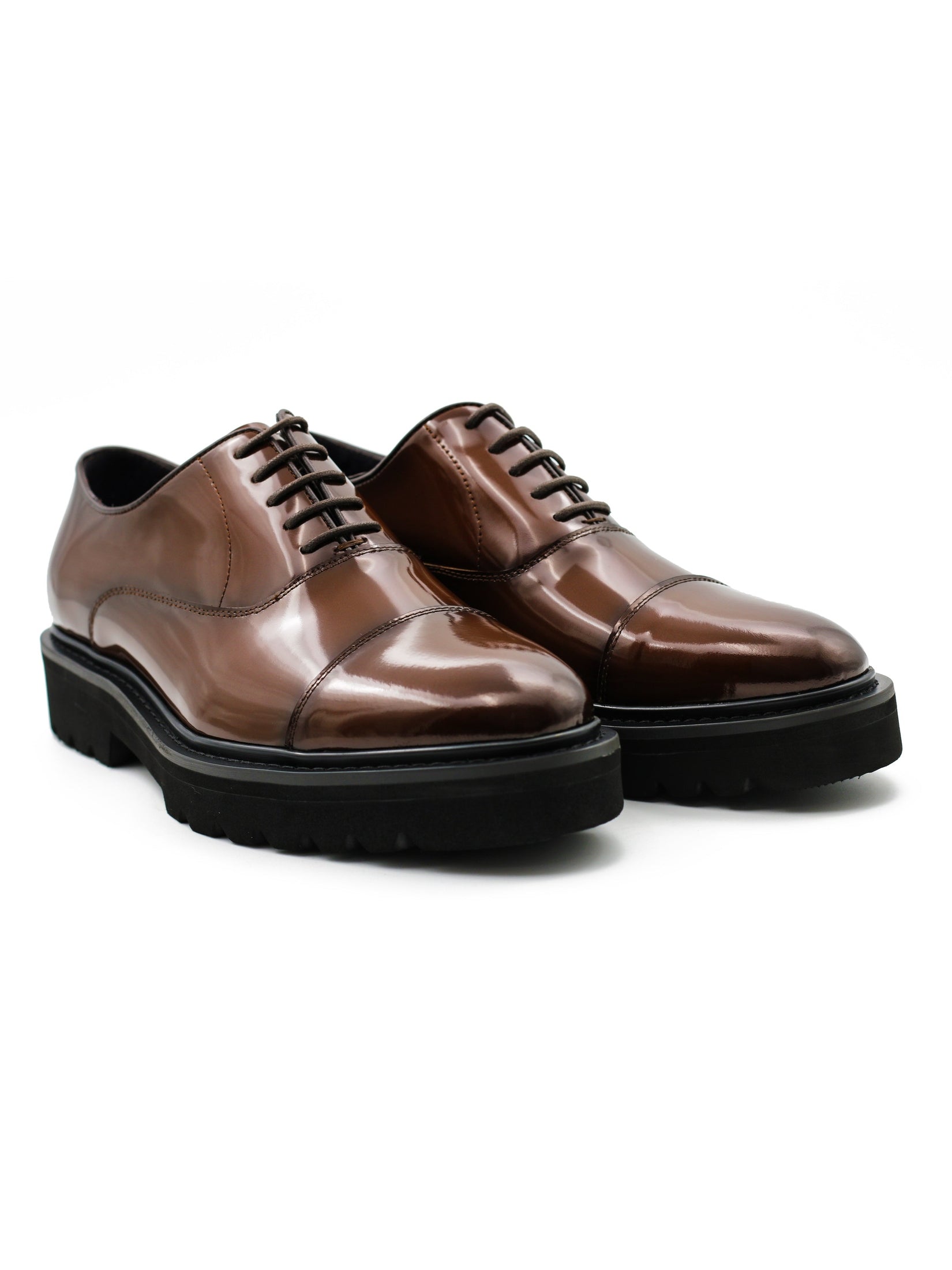 BROWN POLISHED LEATHER OXFORD SHOES – LUG SOLE