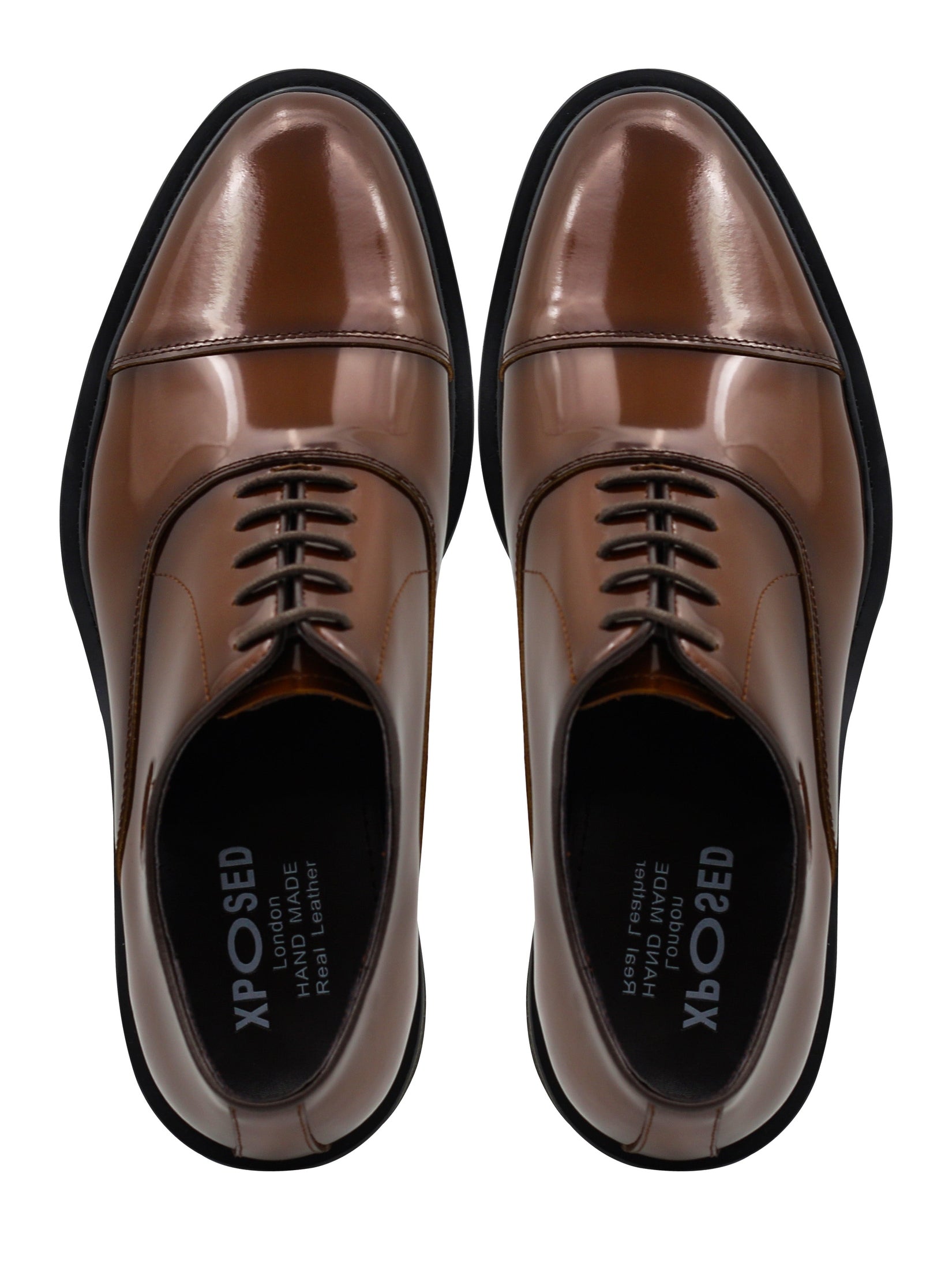 BROWN POLISHED LEATHER OXFORD SHOES – LUG SOLE