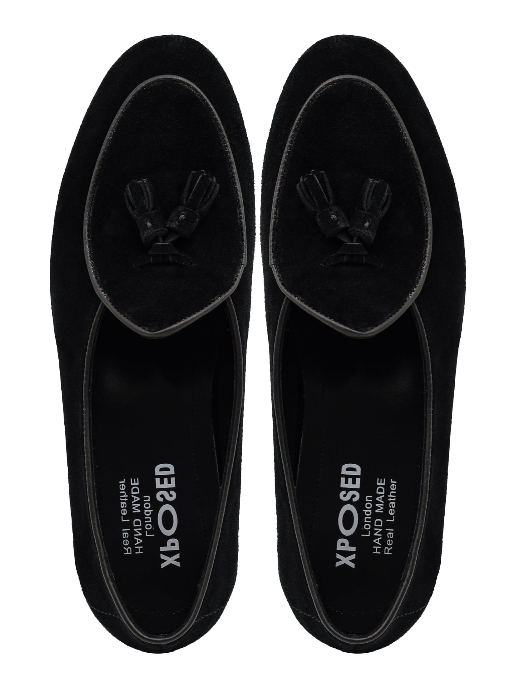 BLACK SOFT SUEDE TASSEL SLIPPERS