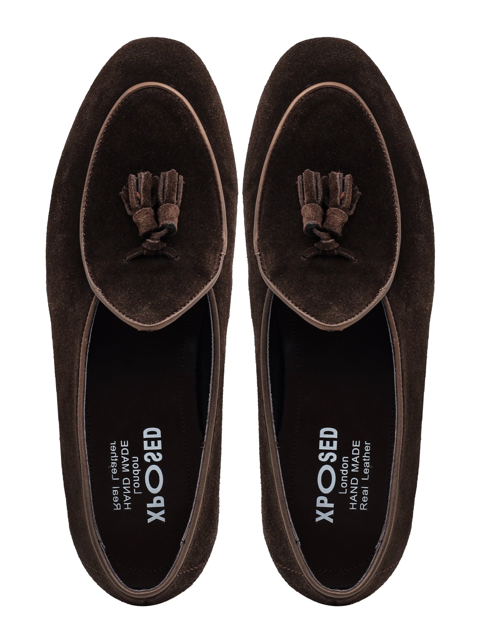 BROWN SOFT SUEDE TASSEL SLIPPERS