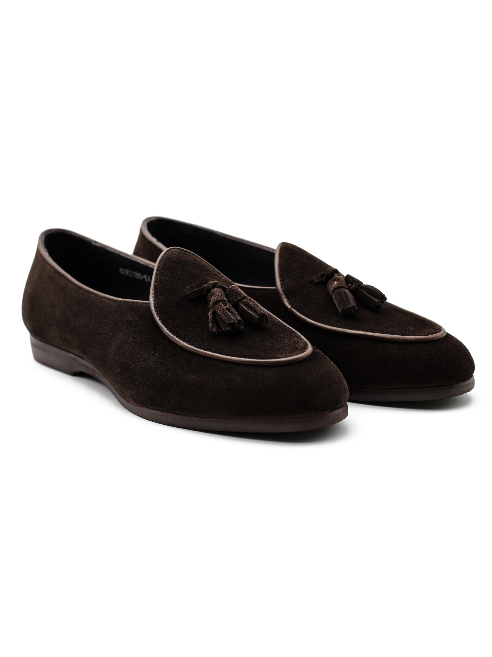 BROWN SOFT SUEDE TASSEL SLIPPERS