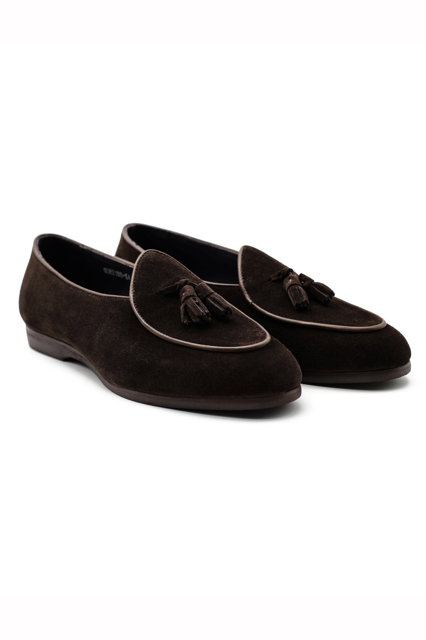 BROWN SOFT SUEDE TASSEL SLIPPERS