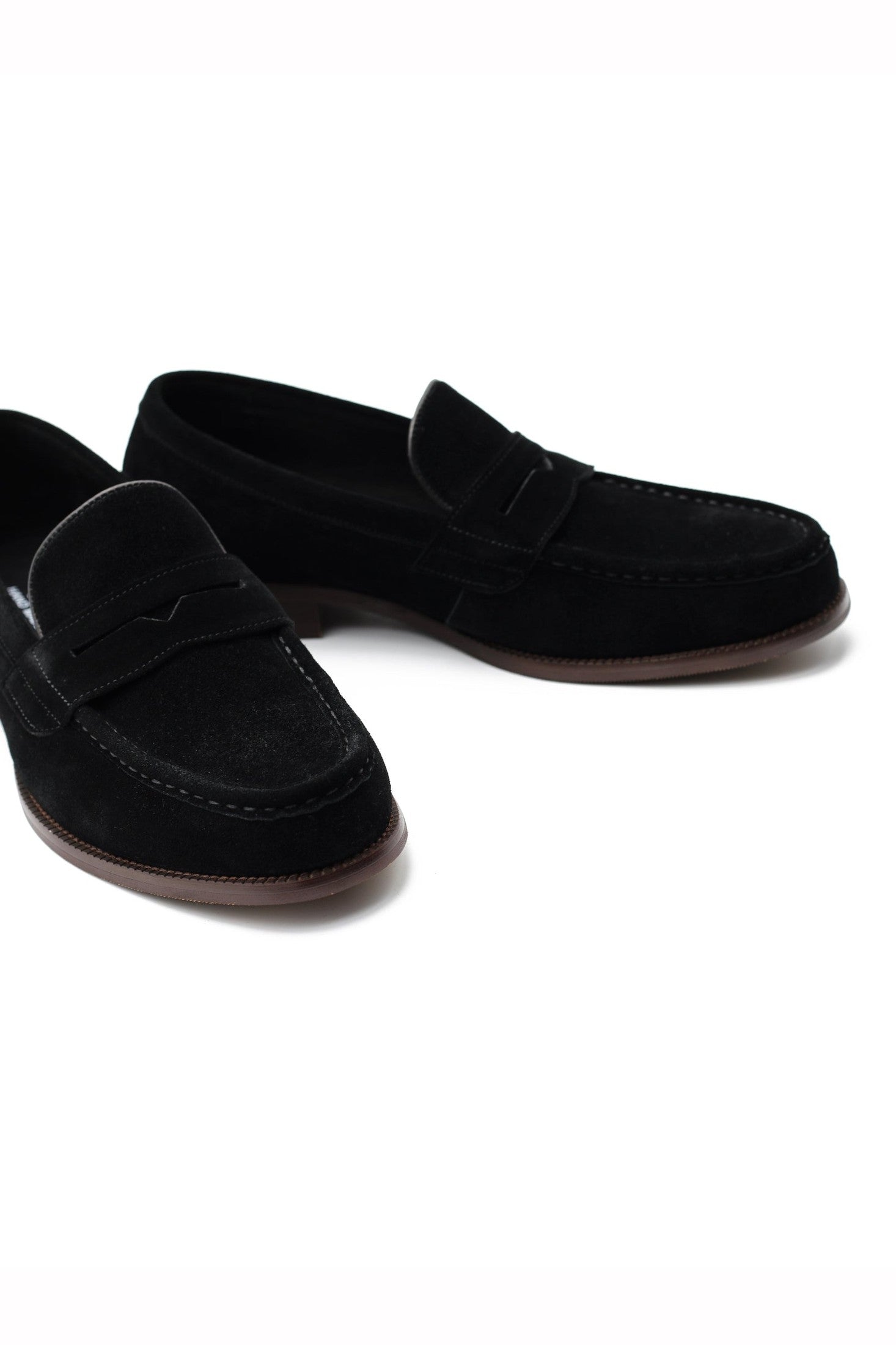 BLACK SUEDE LEATHER PENNY LOAFERS