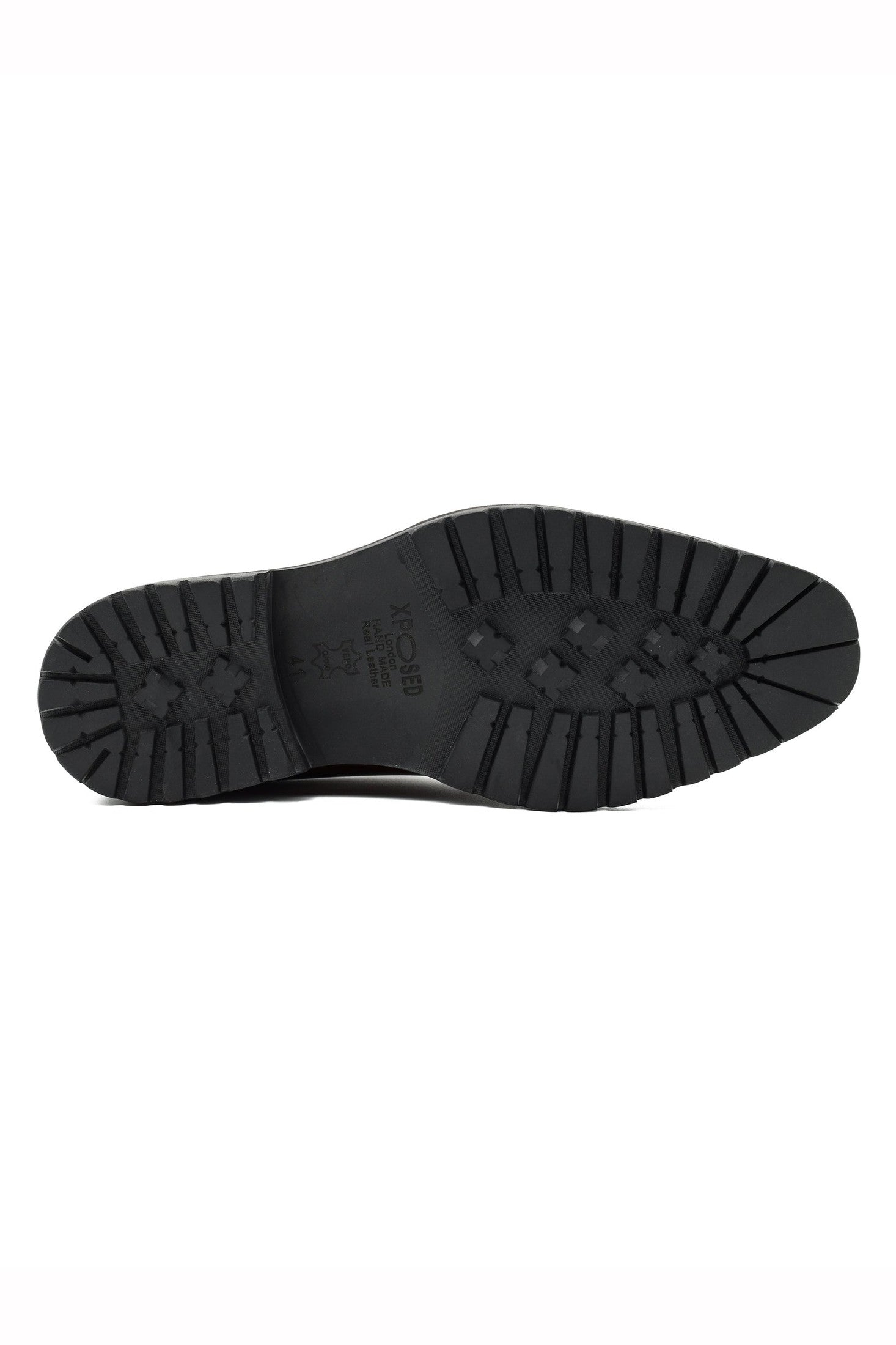 BLACK POLISHED LEATHER DERBY SHOES – CHISEL TOE – LUG SOLE