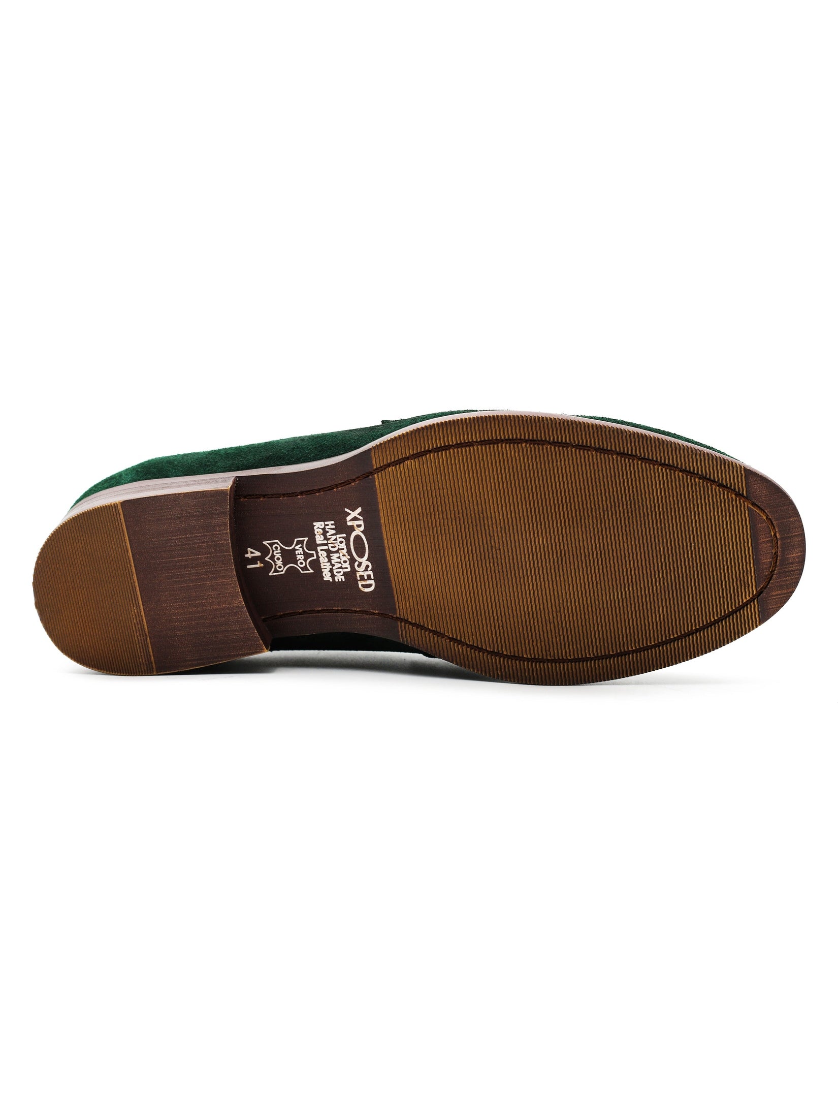GREEN SUEDE LEATHER PENNY LOAFERS