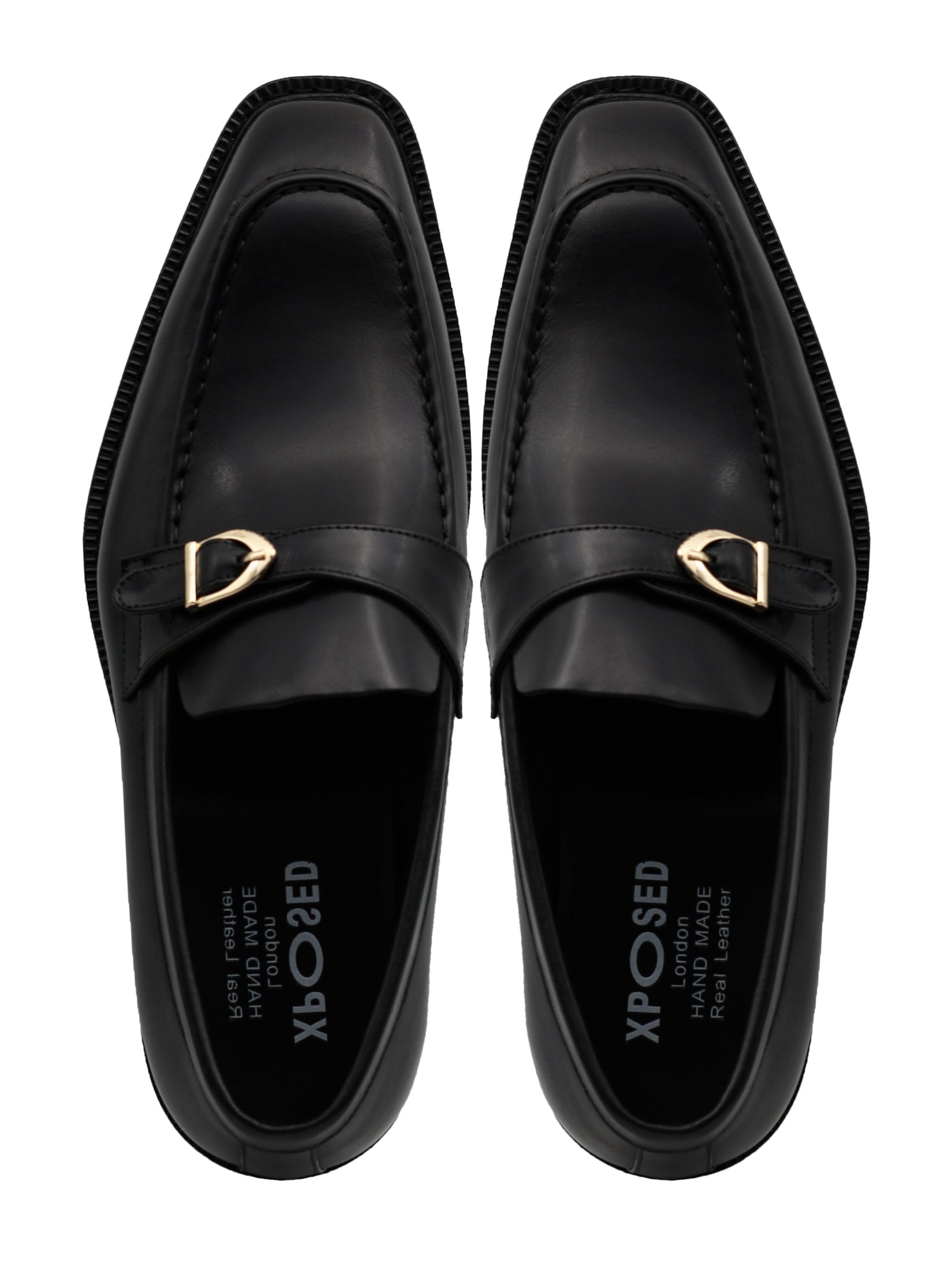 POLISHED BLACK LEATHER SINGLE MONK SHOES