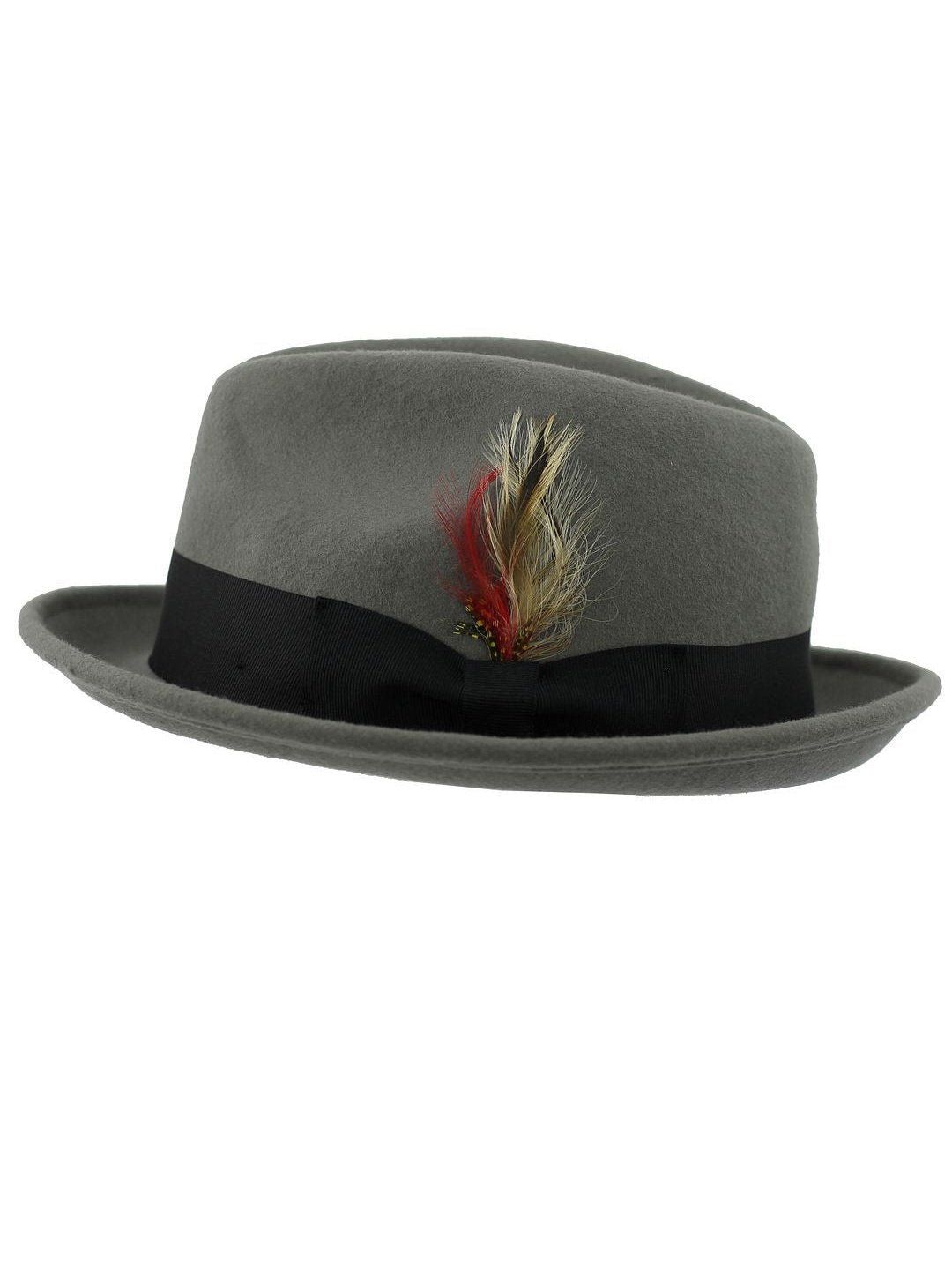 Feather Grey Hat 100% Felt Wool Crushable Fedora Brim - CC308