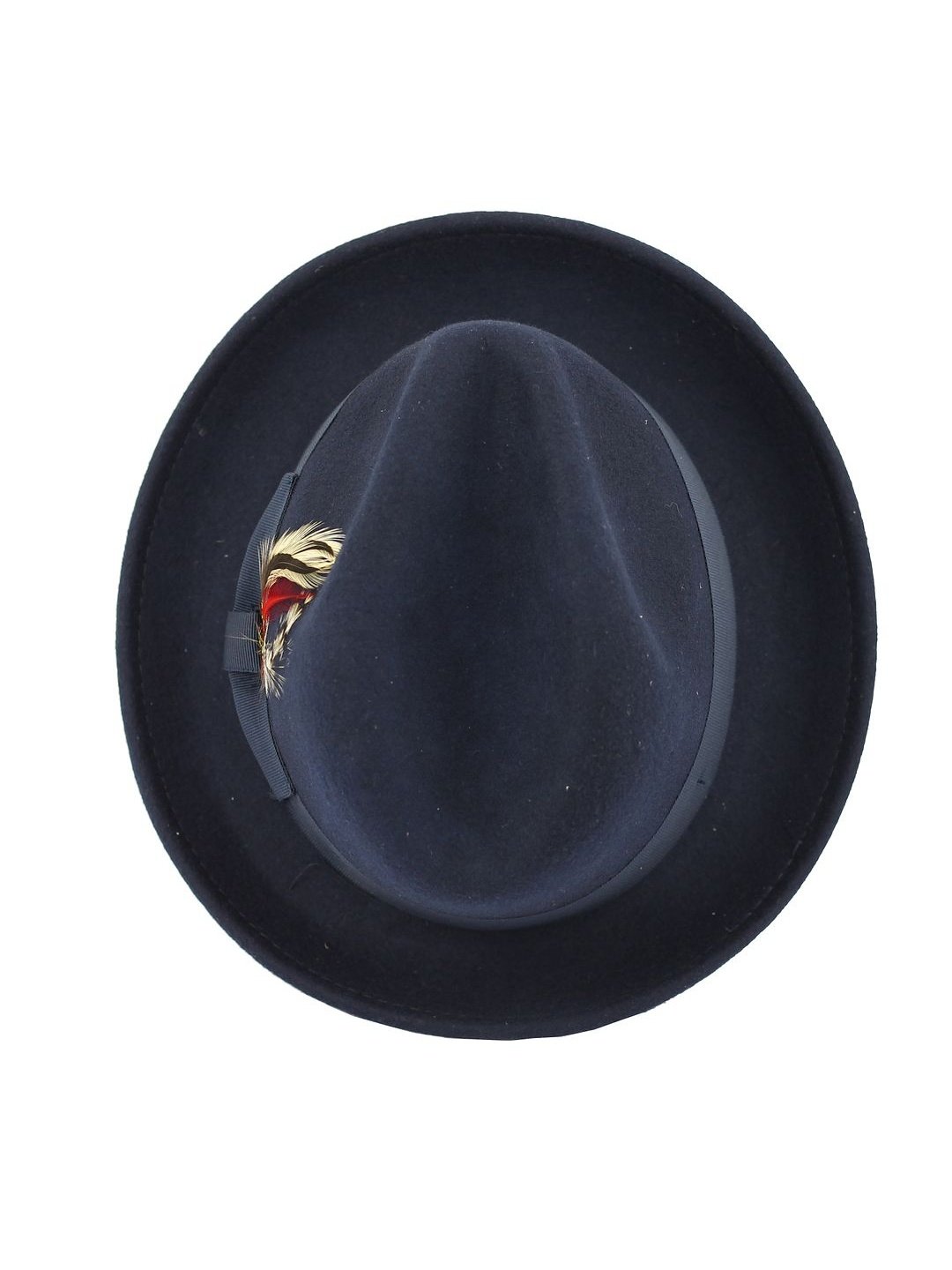 Feather Navy Hat 100% Felt Wool Crushable Fedora Brim - CC308
