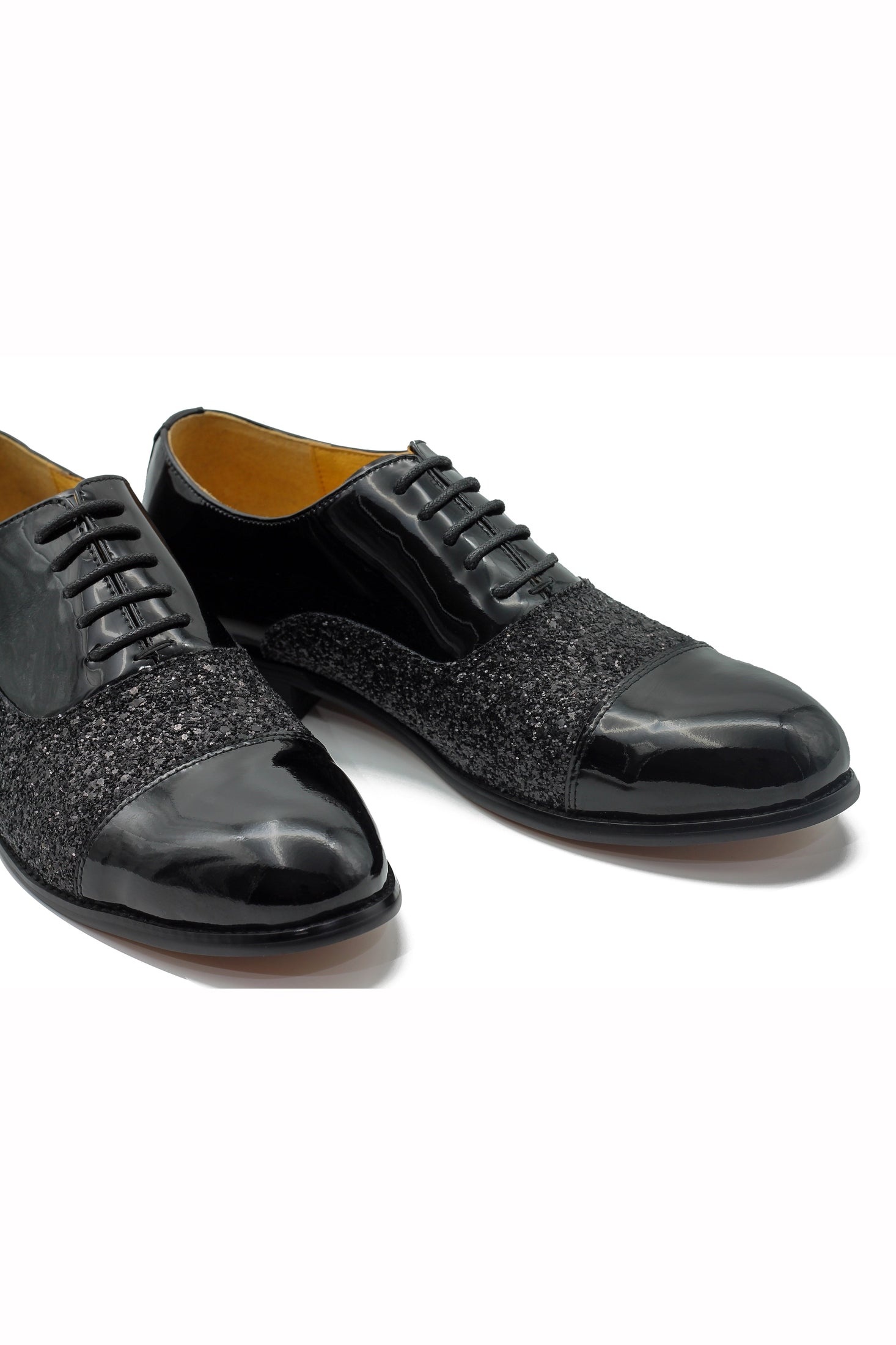 BLACK PATENT GLITTER DECOR OXFORDS