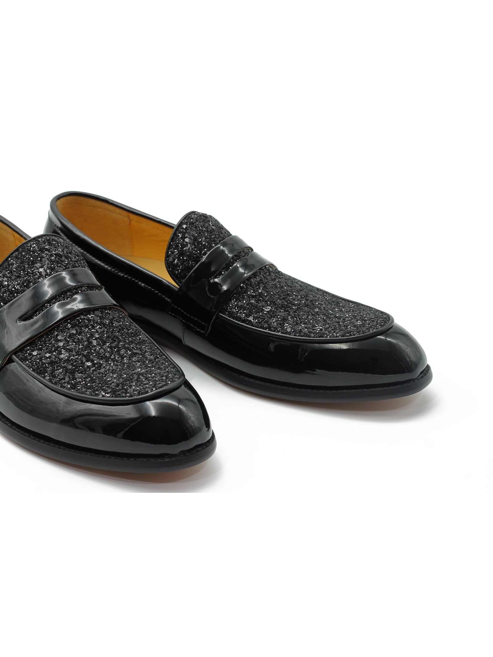 BLACK GLITTER PENNY LOAFER