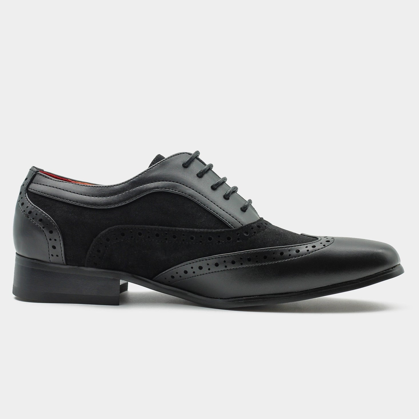 BLACK LEATHER & SUEDE LACE UP BROGUES