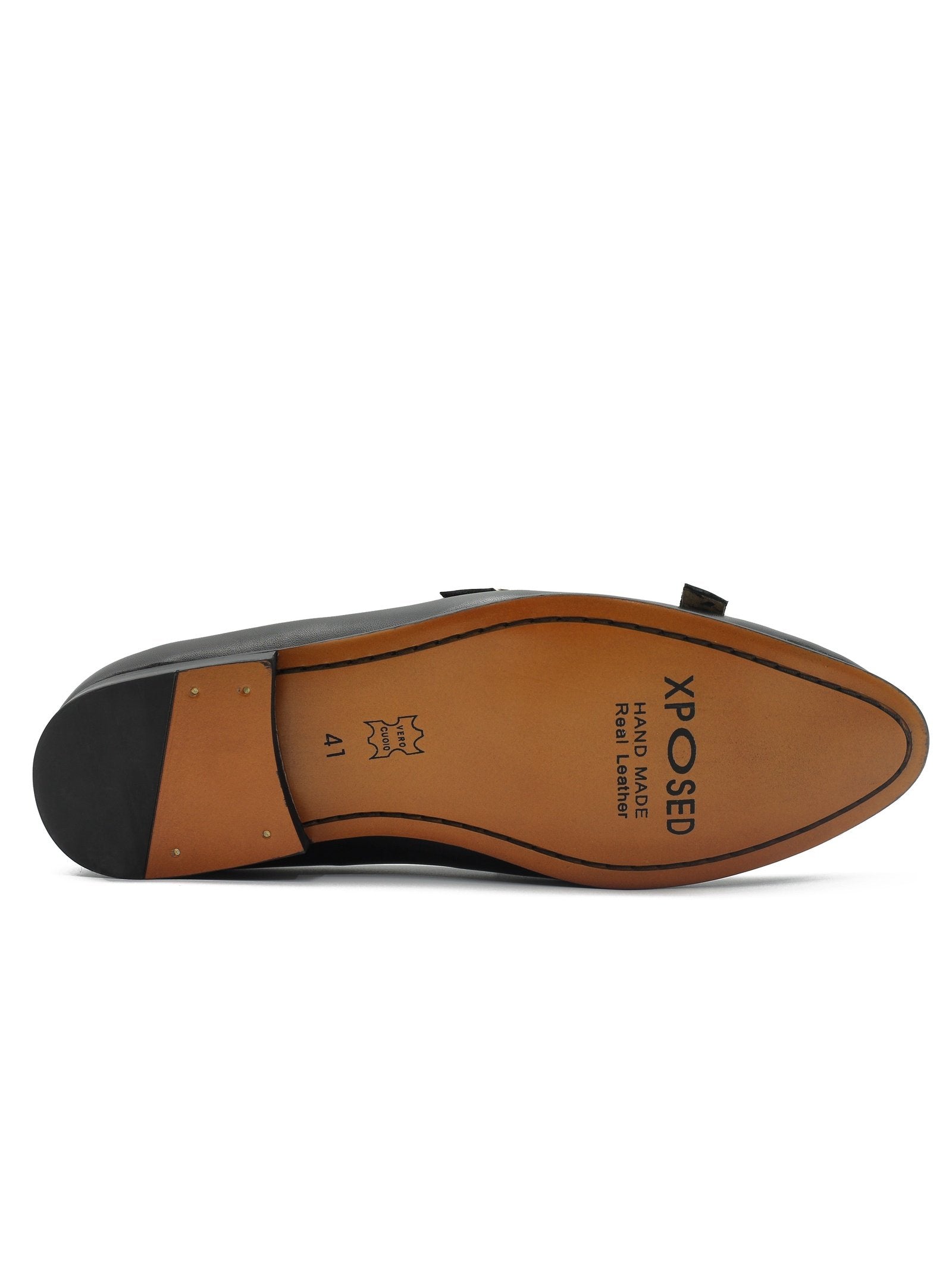 BLACK SHINY GLITTER DOUBLE MONK SHOES