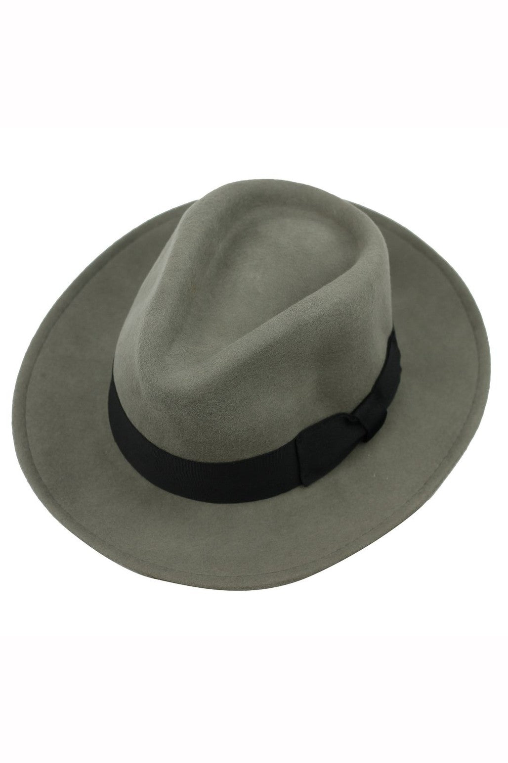 Crushable Fedora 100% Wool Wide Brim Grey Hat