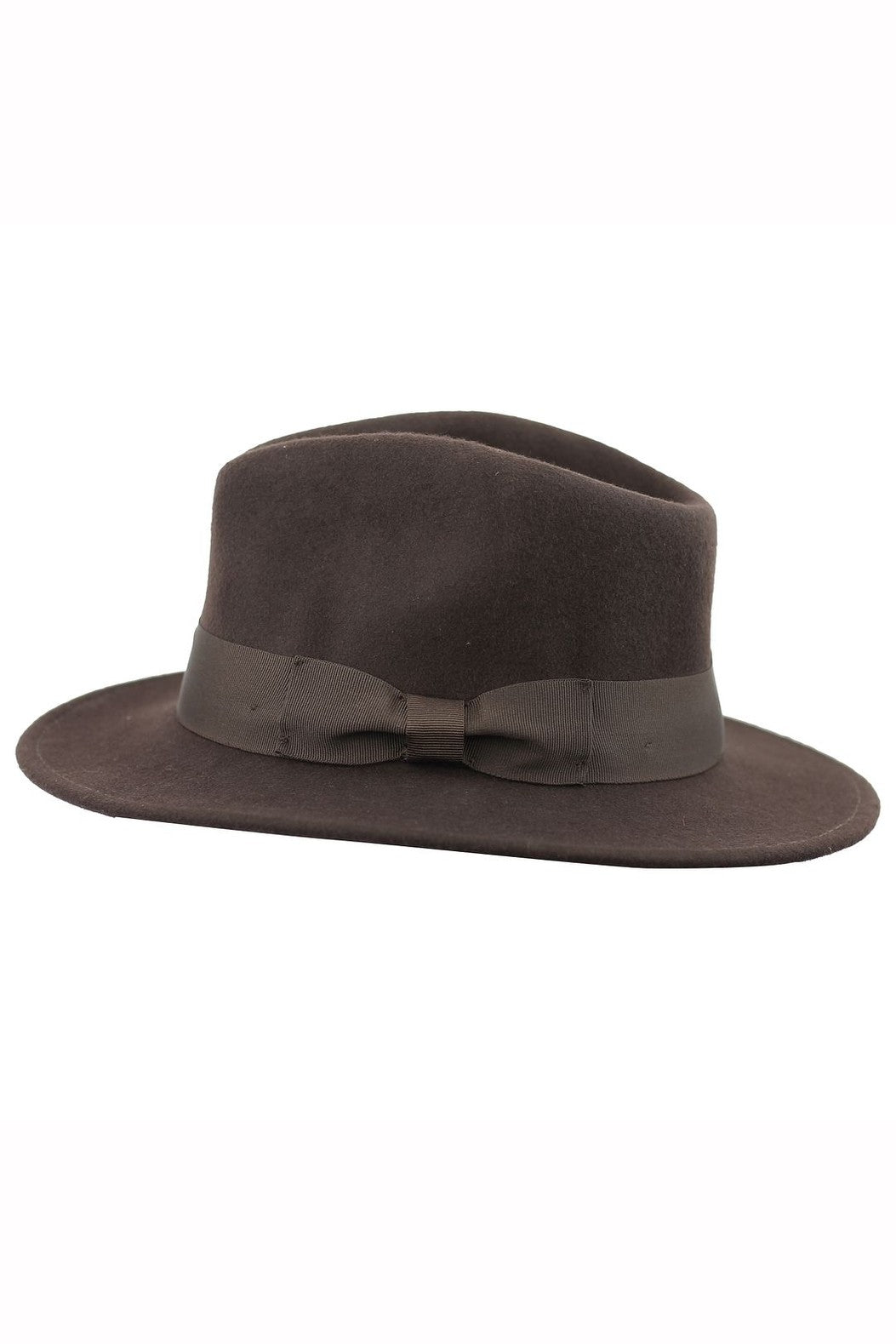 Brown Crushable Fedora 100% Wool Wide Brim Hat