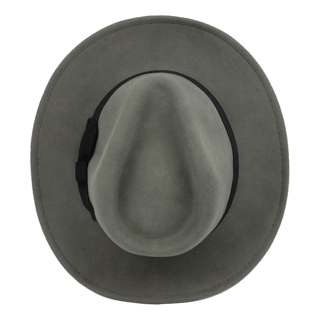 Crushable Fedora 100% Wool Wide Brim Grey Hat