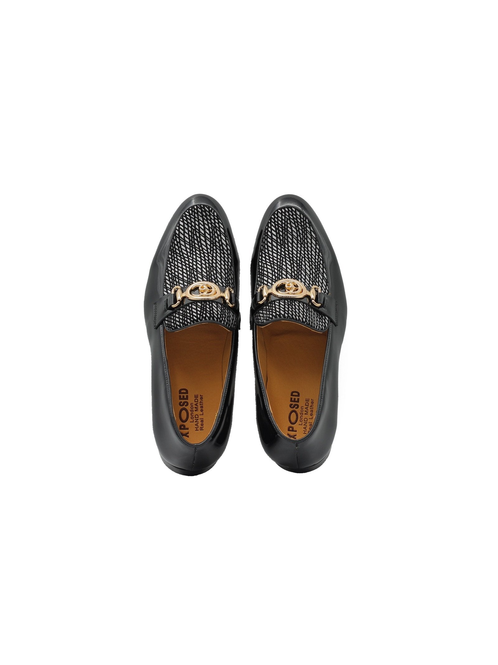 BLACK PATENT LEATHER LOAFERS SILVER GLITTER