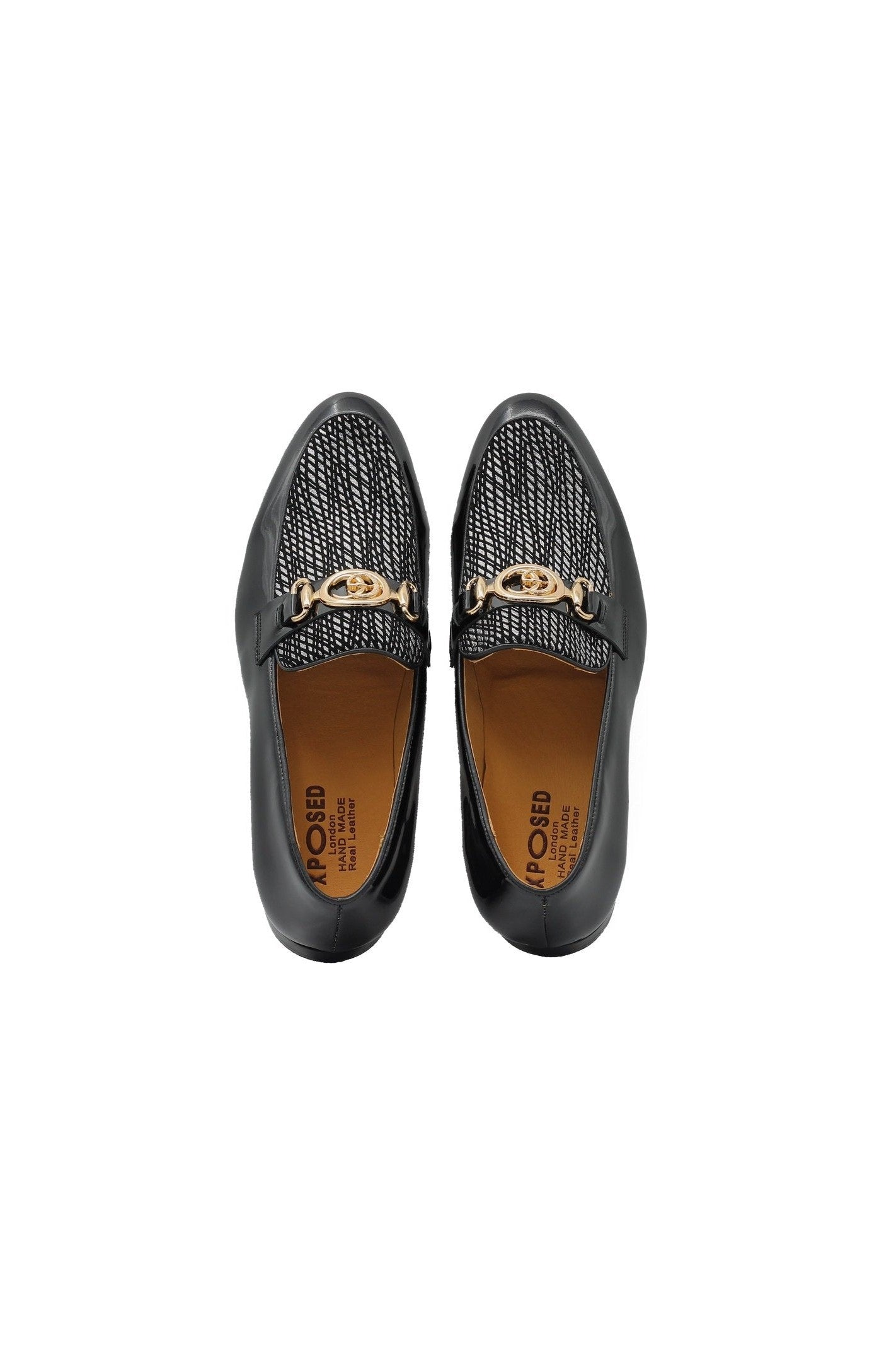 BLACK PATENT LEATHER LOAFERS SILVER GLITTER