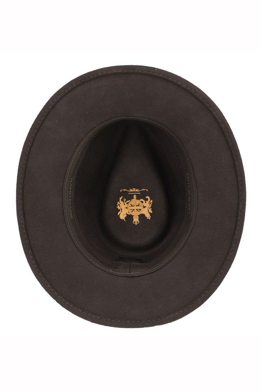 Brown Crushable Fedora 100% Wool Wide Brim Hat