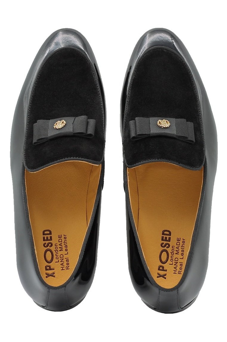 BLACK PATENT BOW LOAFER