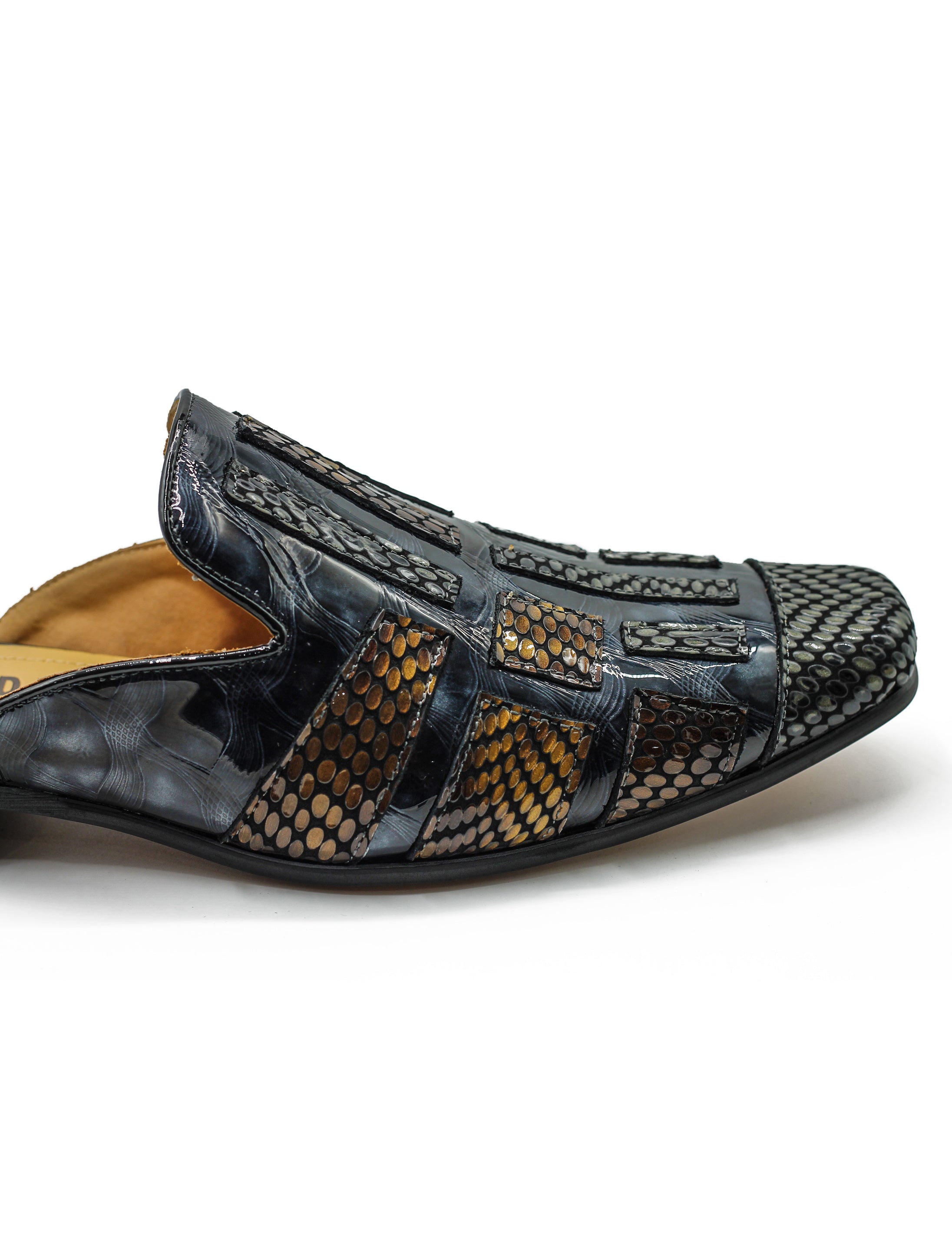 Real Leather Half Shoes Detailed Print Loafers