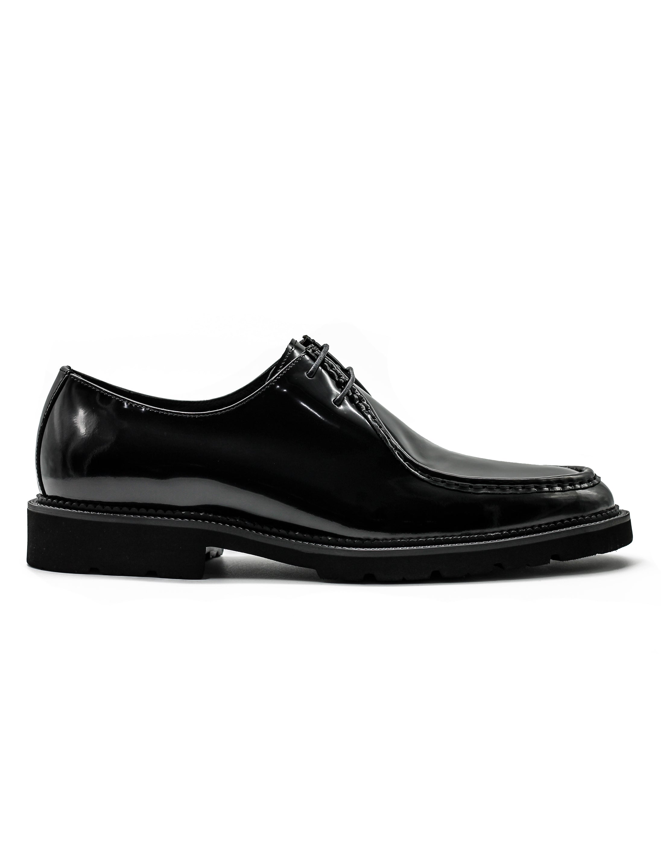 Mens Classic Derby Shoes in Black Patent Leather