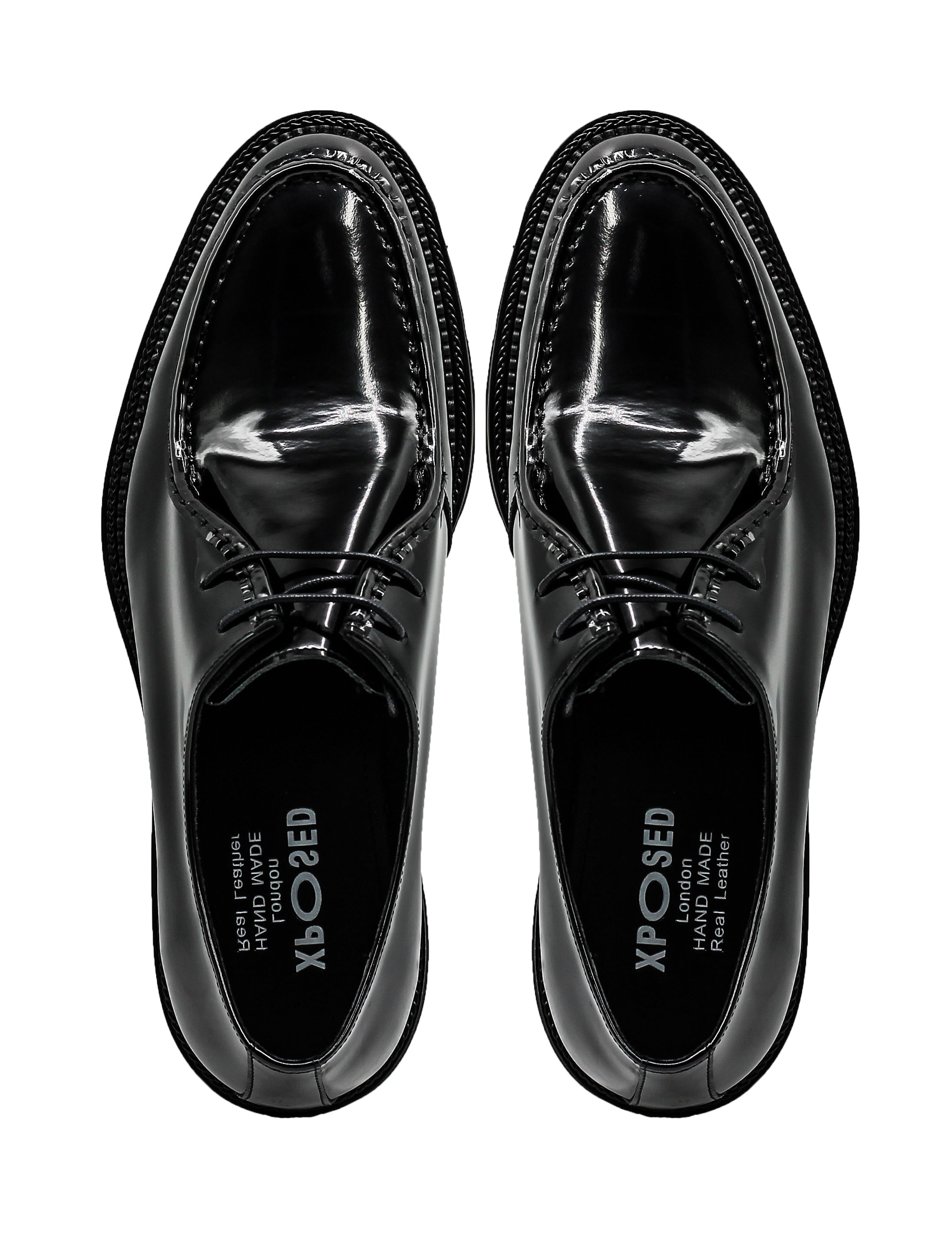 Mens Classic Derby Shoes in Black Patent Leather