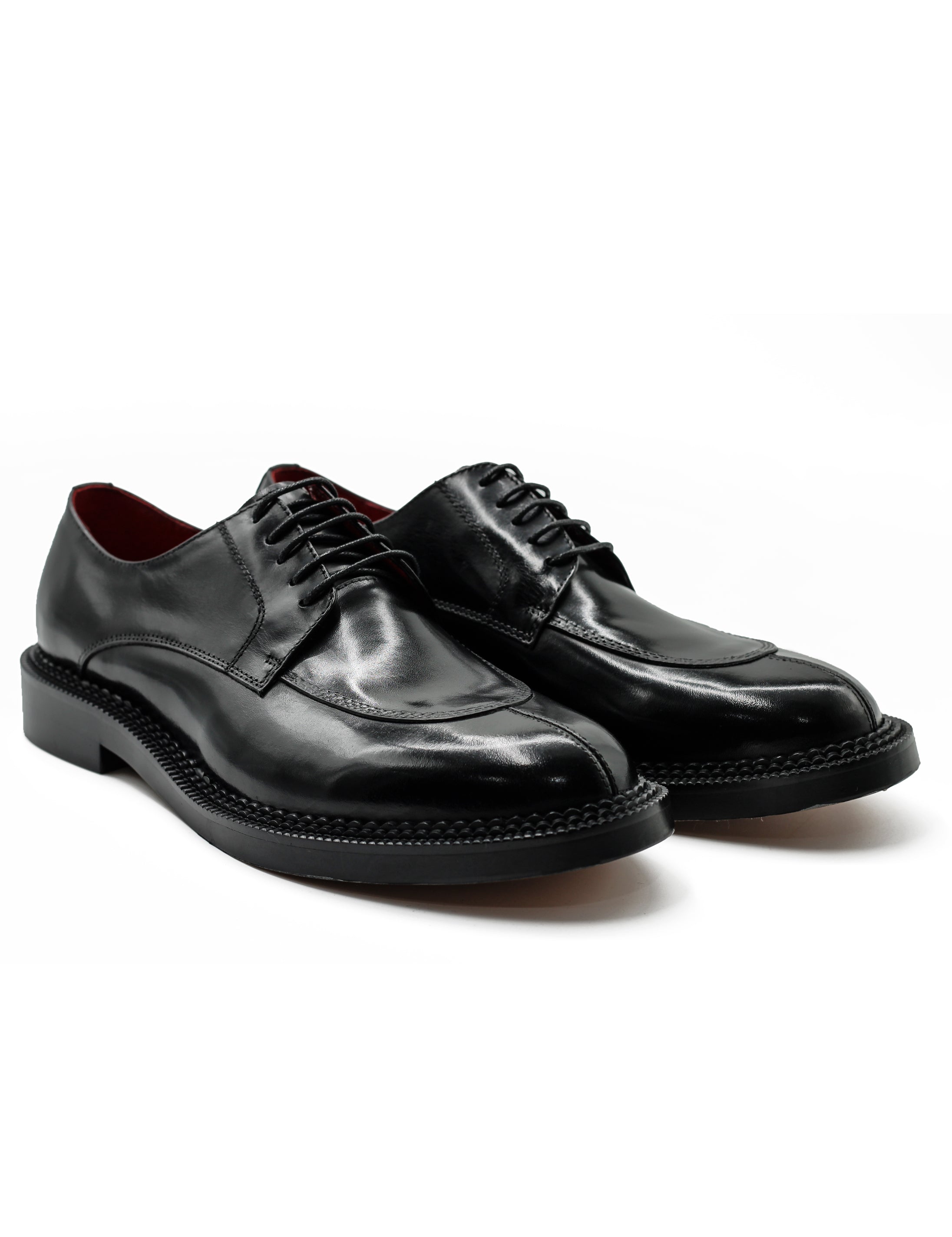 Mens Black Leather Split Toe Derby Shoes