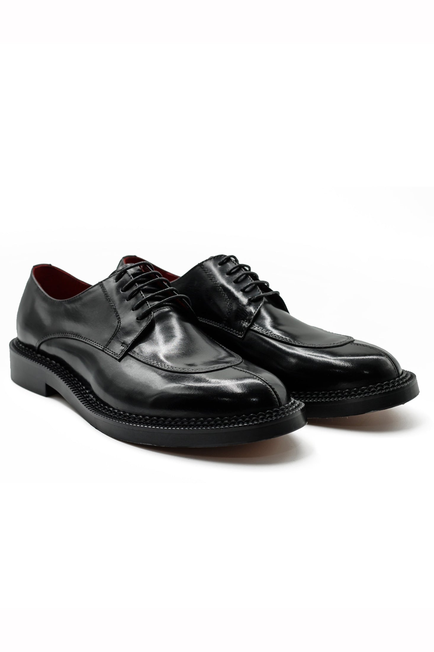 Mens Black Leather Split Toe Derby Shoes