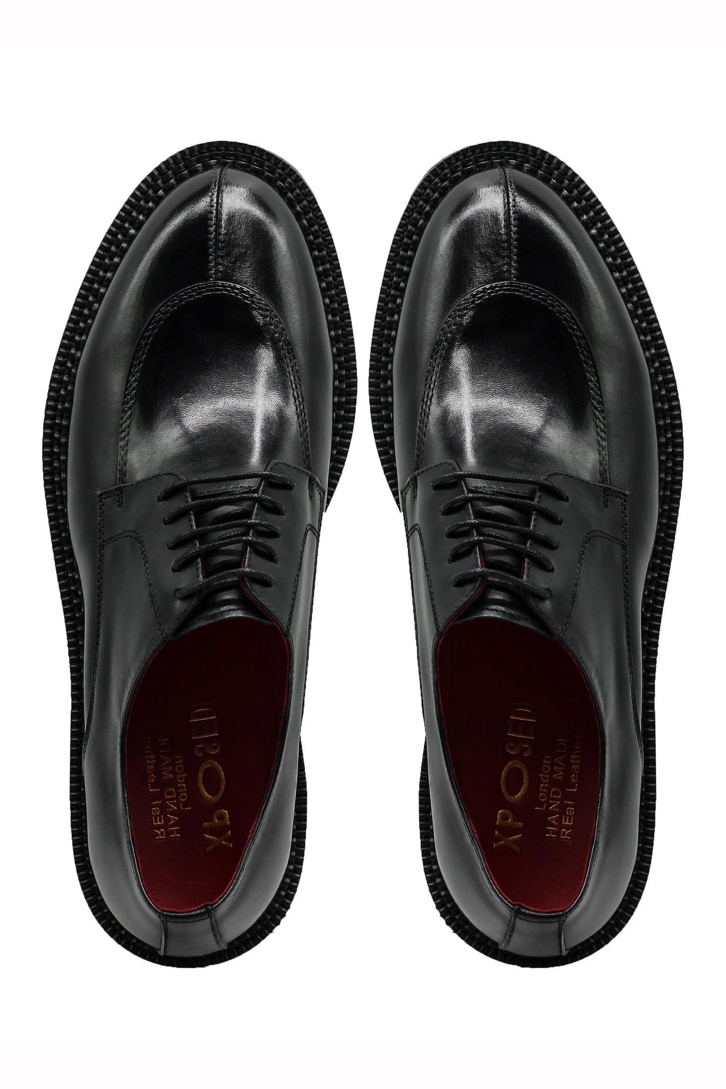 Mens Black Leather Split Toe Derby Shoes