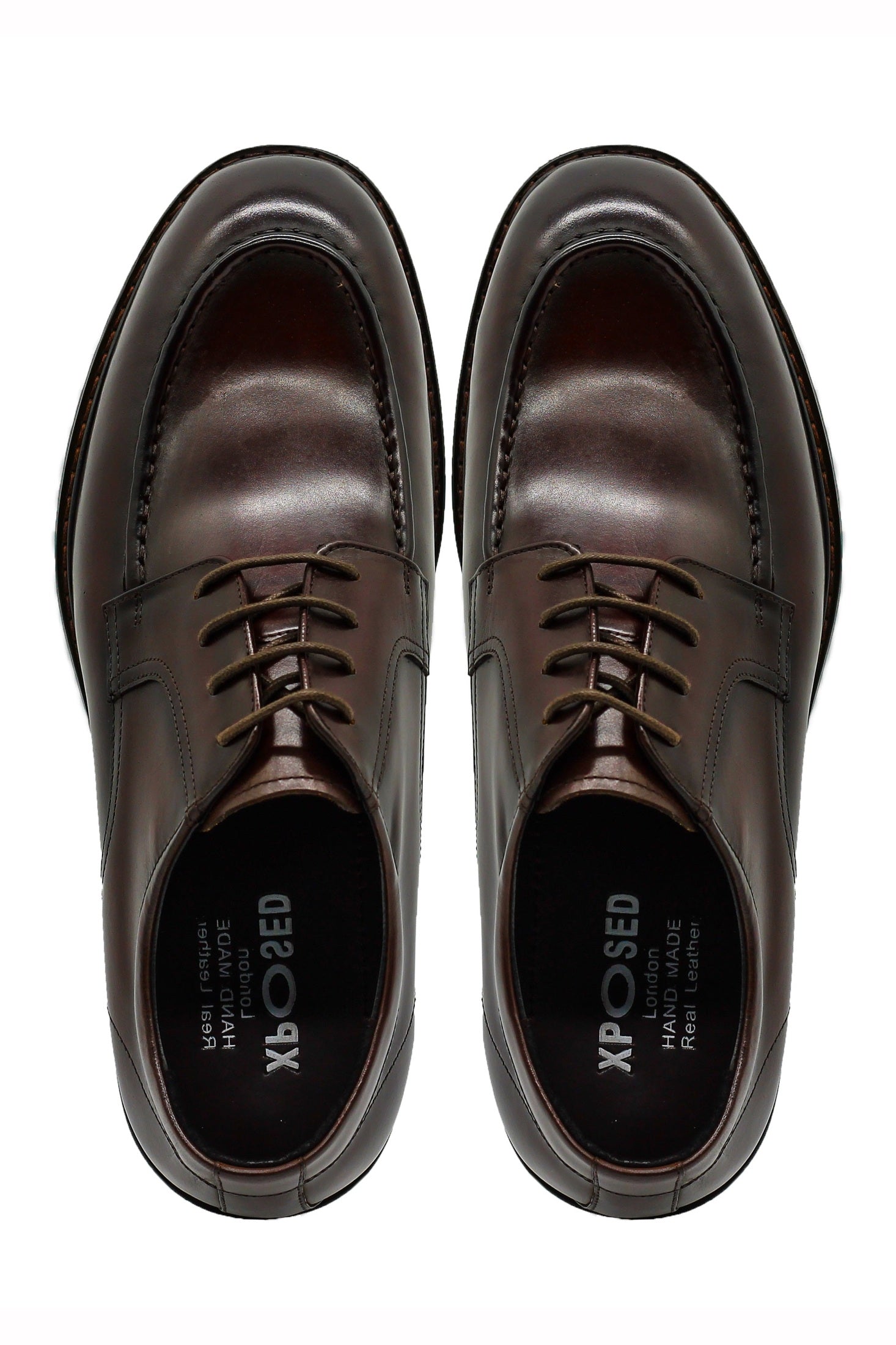 Mens Brown Leather Derby Shoes with Cleat Outsole