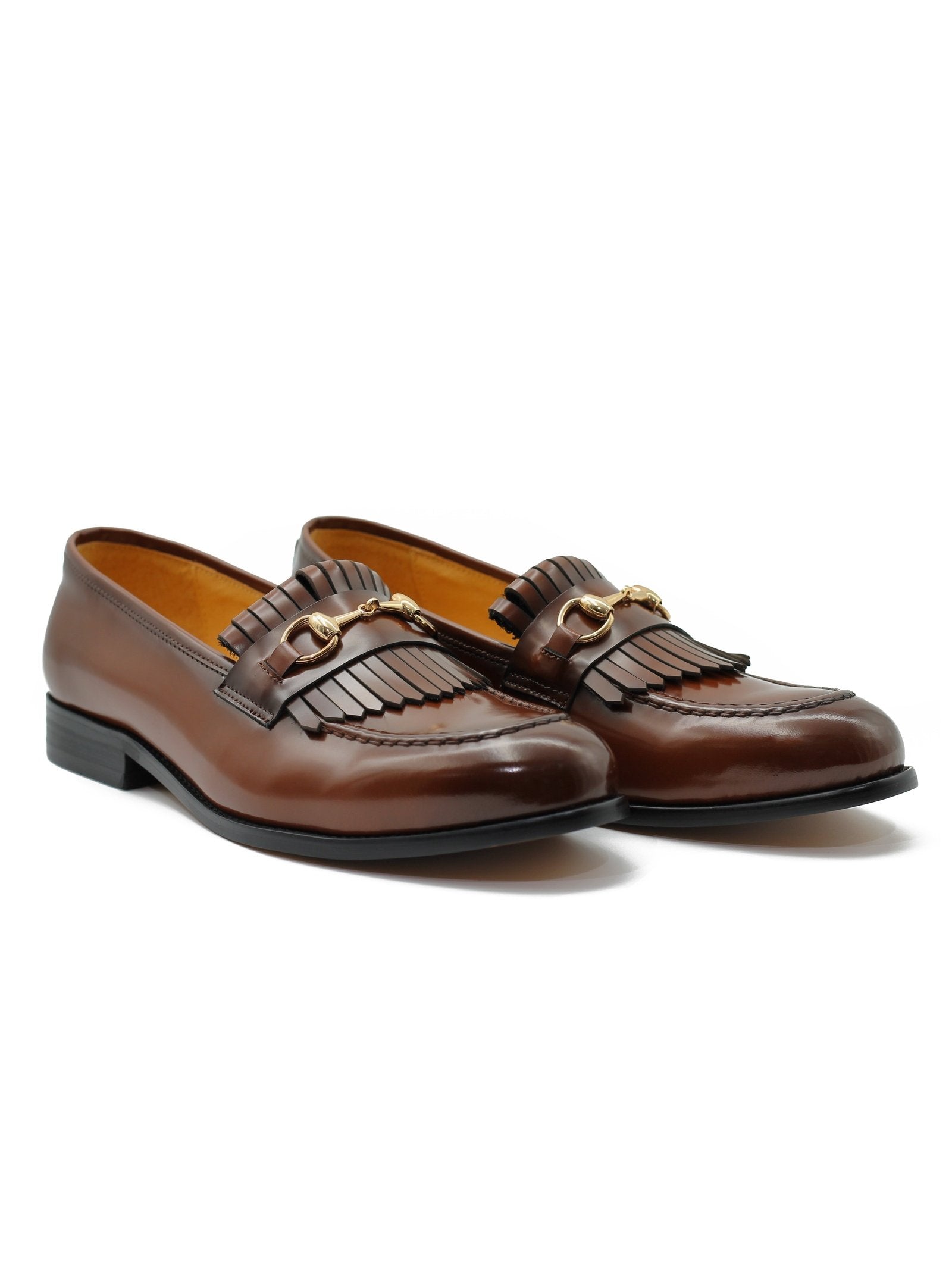 FRINGE KILTIE LOAFERS SNAFFLE BIT IN BROWN