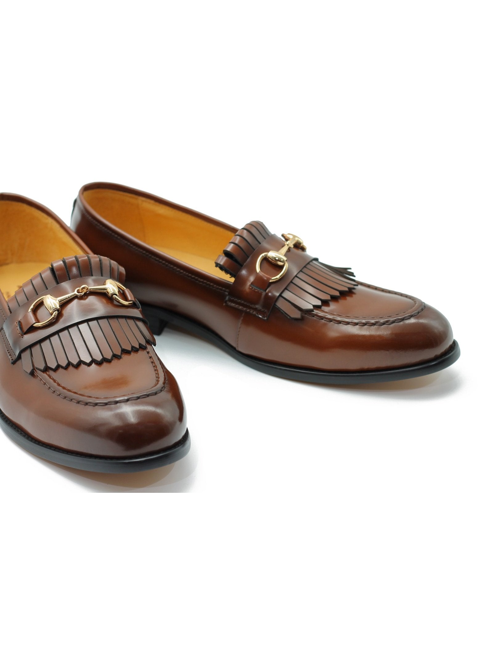 FRINGE KILTIE LOAFERS SNAFFLE BIT IN BROWN