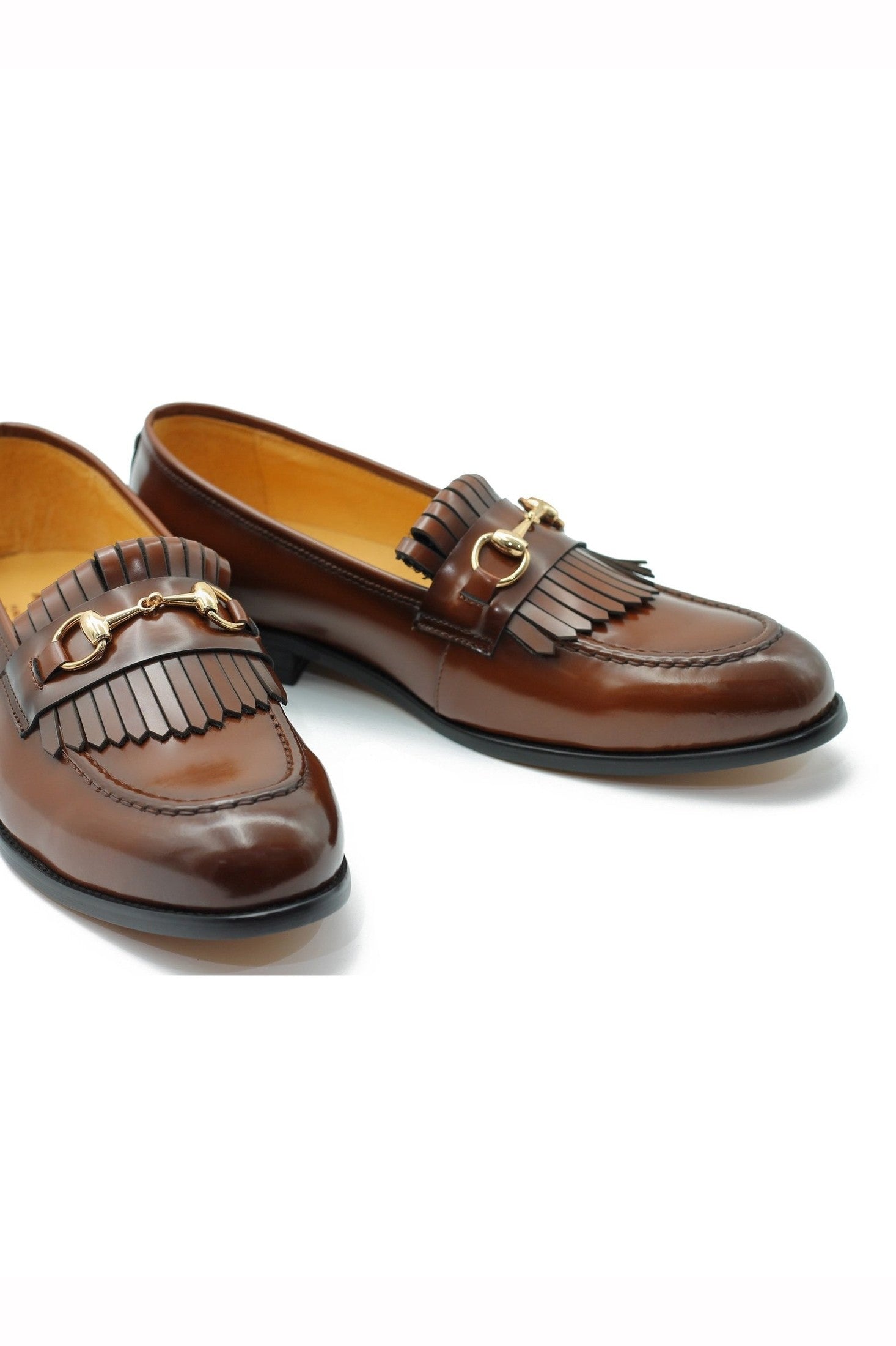 FRINGE KILTIE LOAFERS SNAFFLE BIT IN BROWN