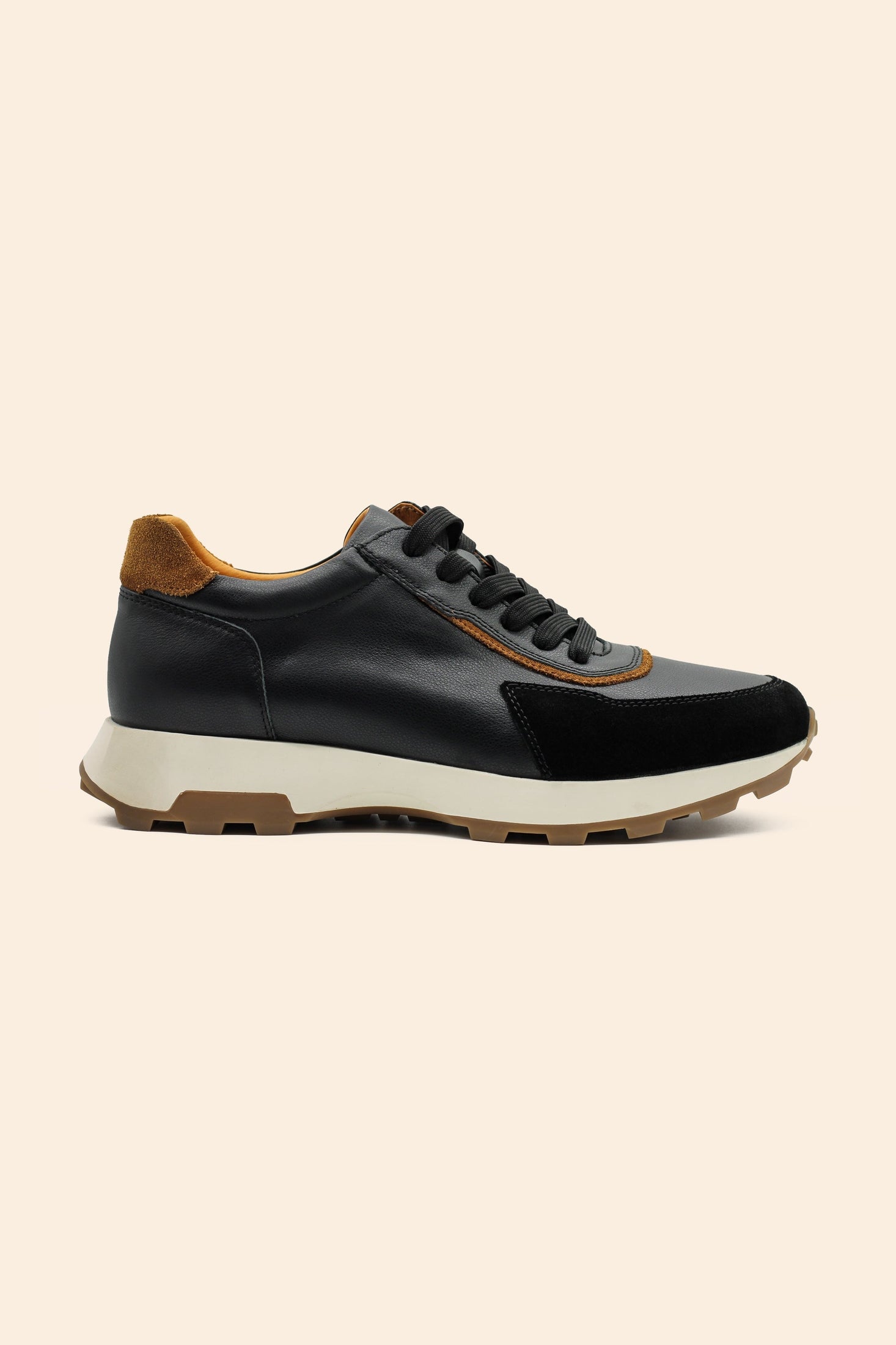 Men’s Real Leather & Suede Trainers in Black