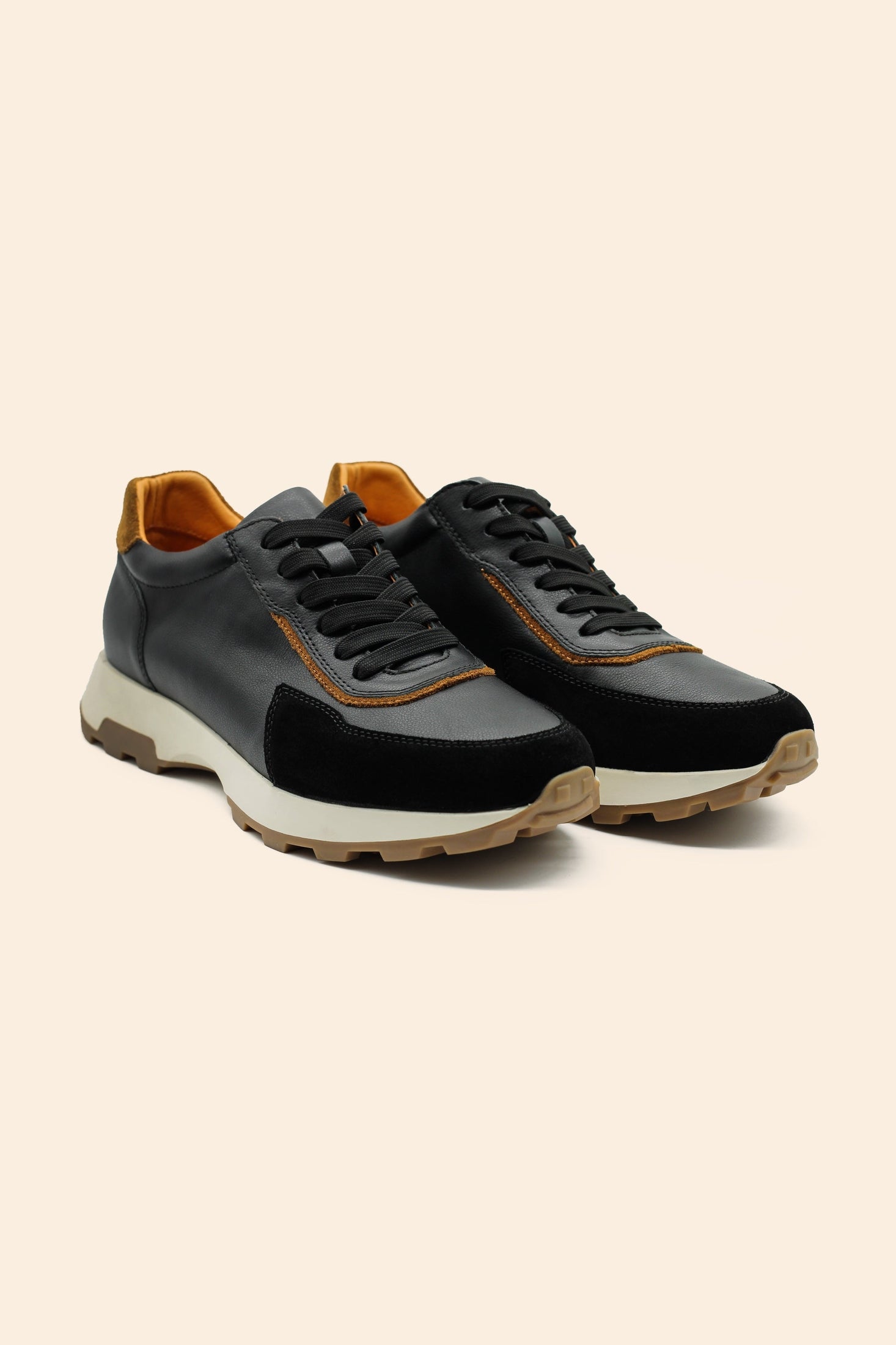 Men’s Real Leather & Suede Trainers in Black