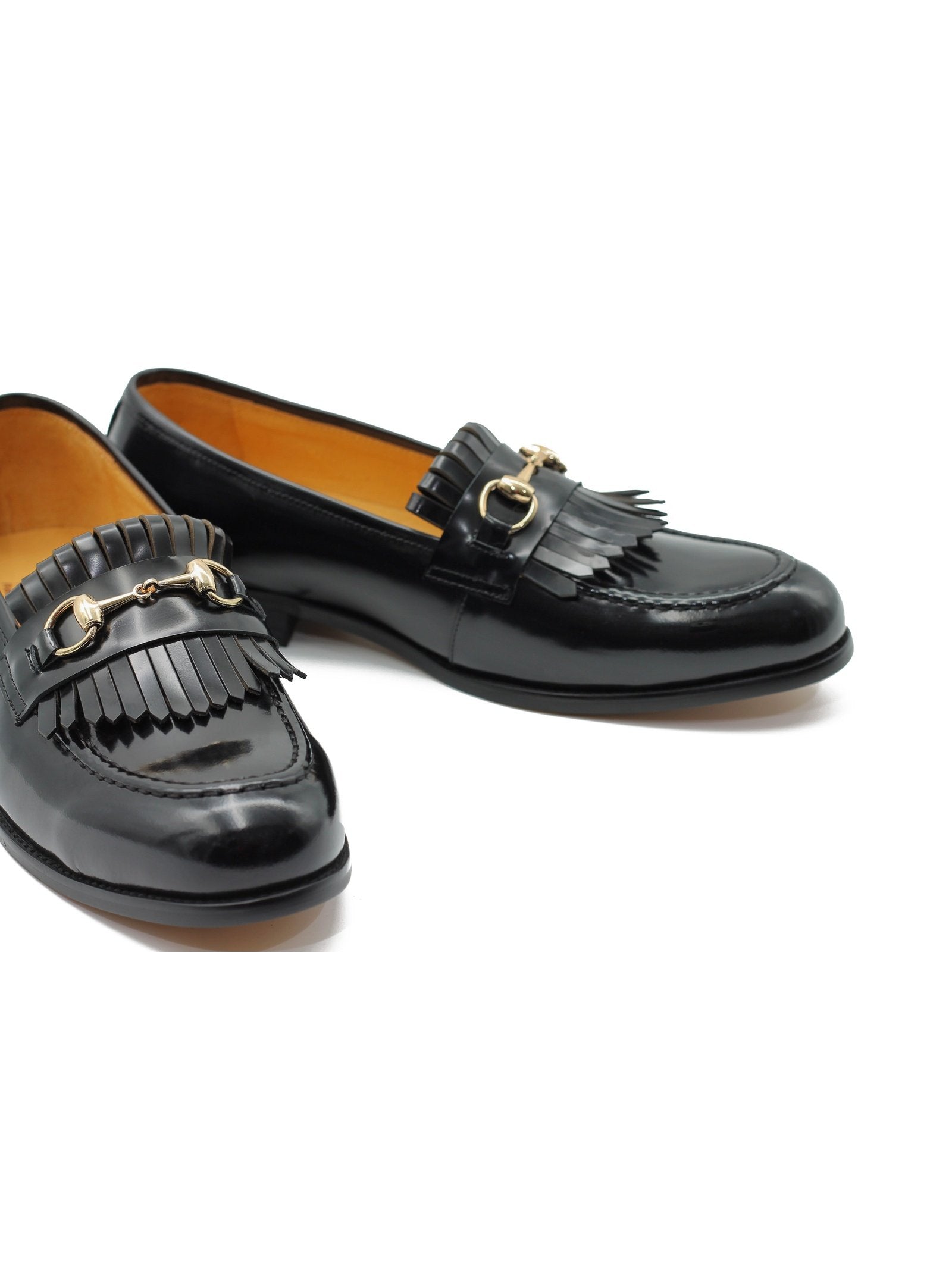 FRINGE KILTIE LOAFERS SNAFFLE BIT IN BLACK