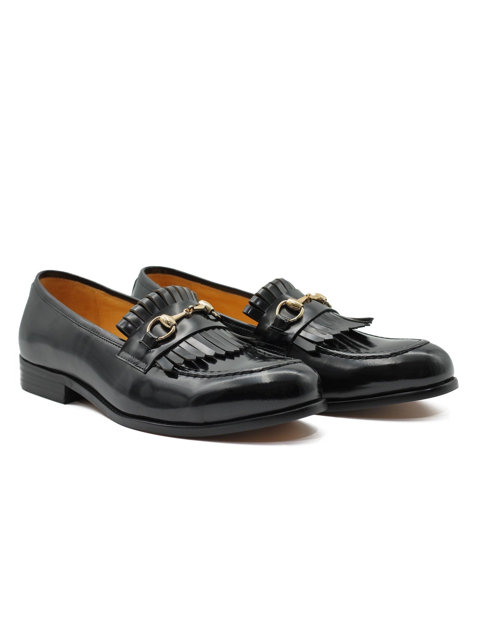 FRINGE KILTIE LOAFERS SNAFFLE BIT IN BLACK