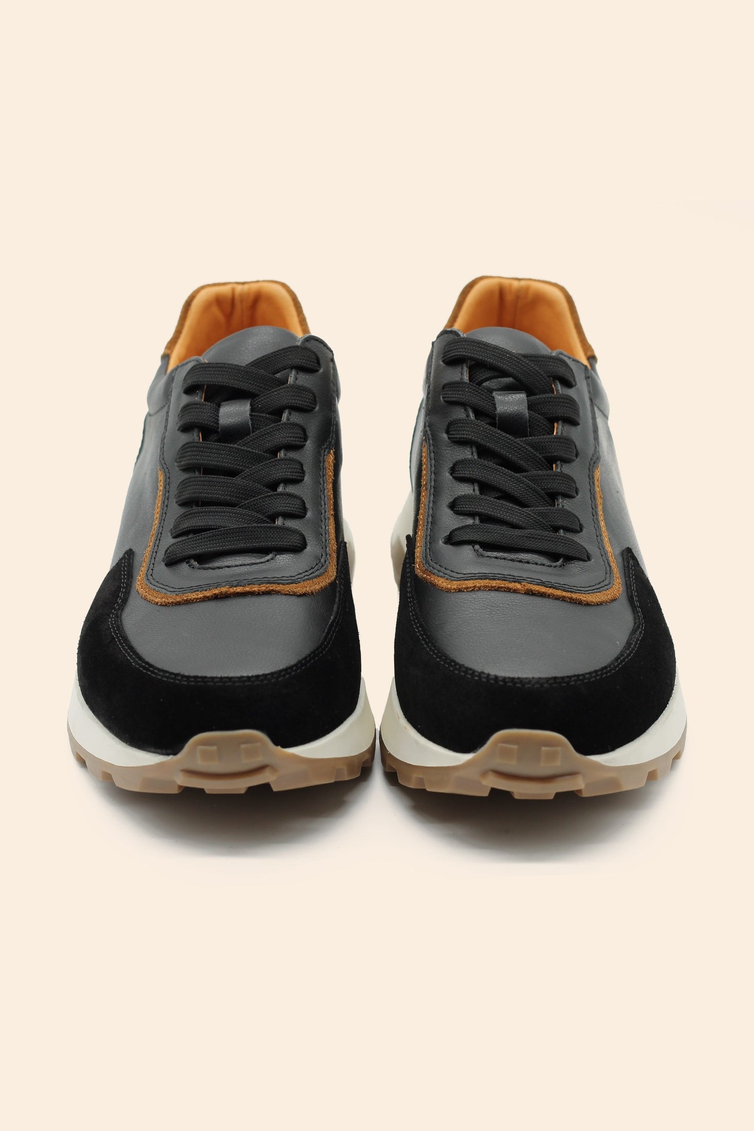 Men’s Real Leather & Suede Trainers in Black