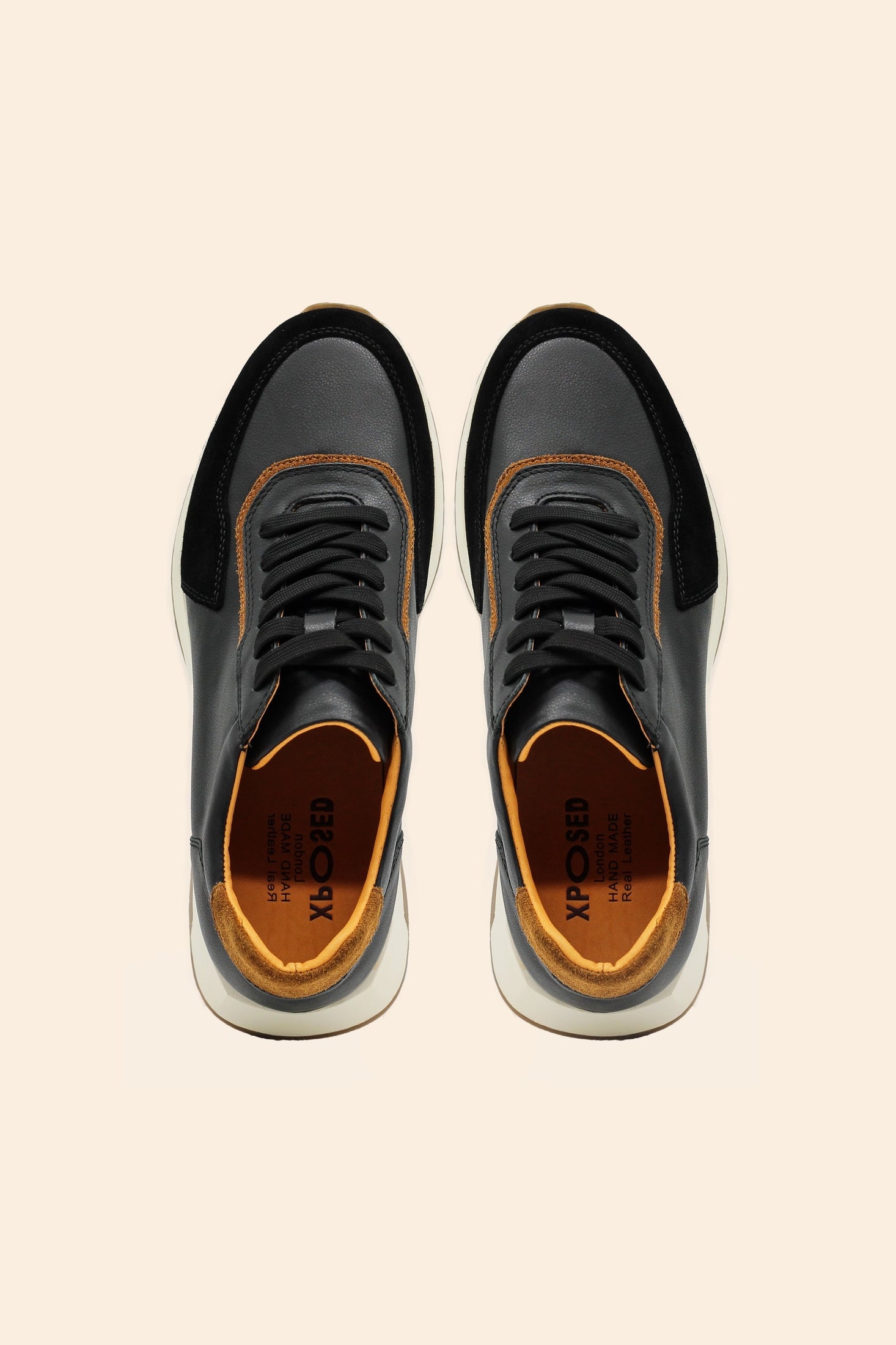 Men’s Real Leather & Suede Trainers in Black