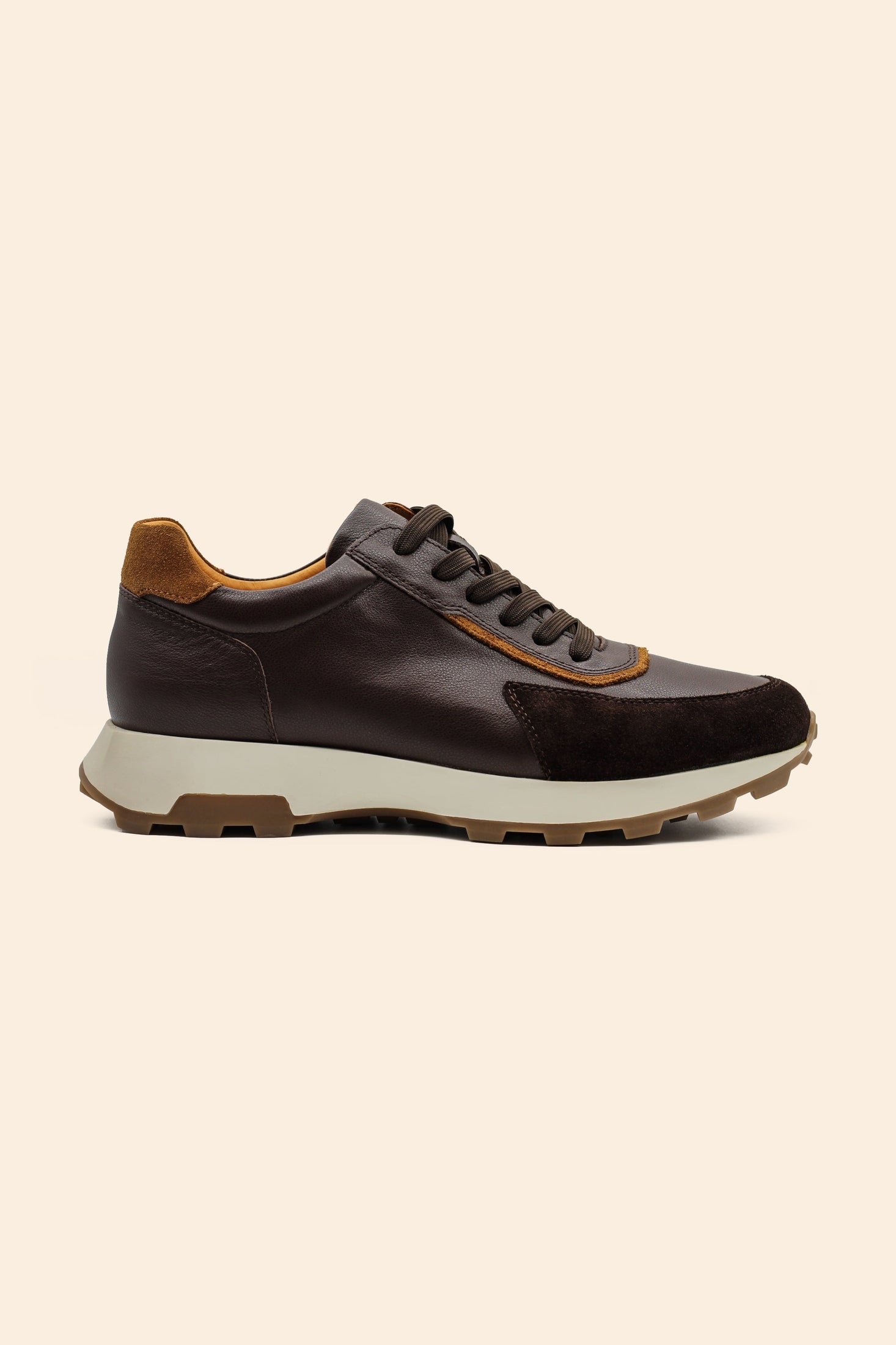 Men’s Brown Real Leather & Suede Trainers