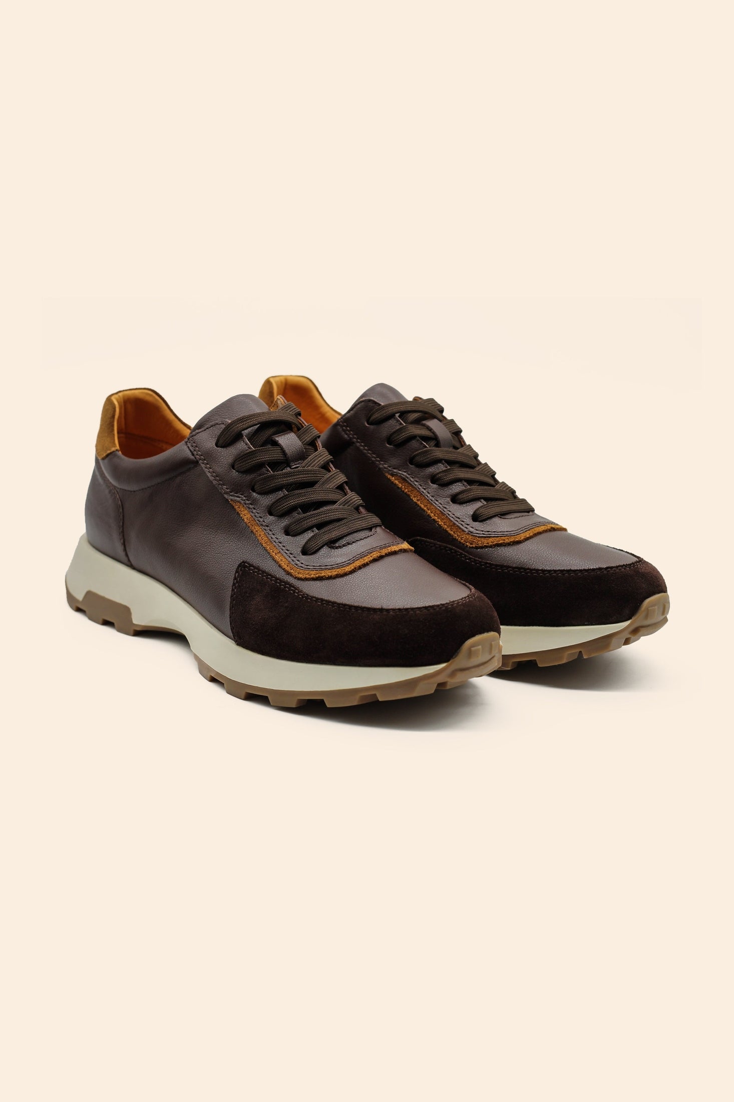 Men’s Brown Real Leather & Suede Trainers