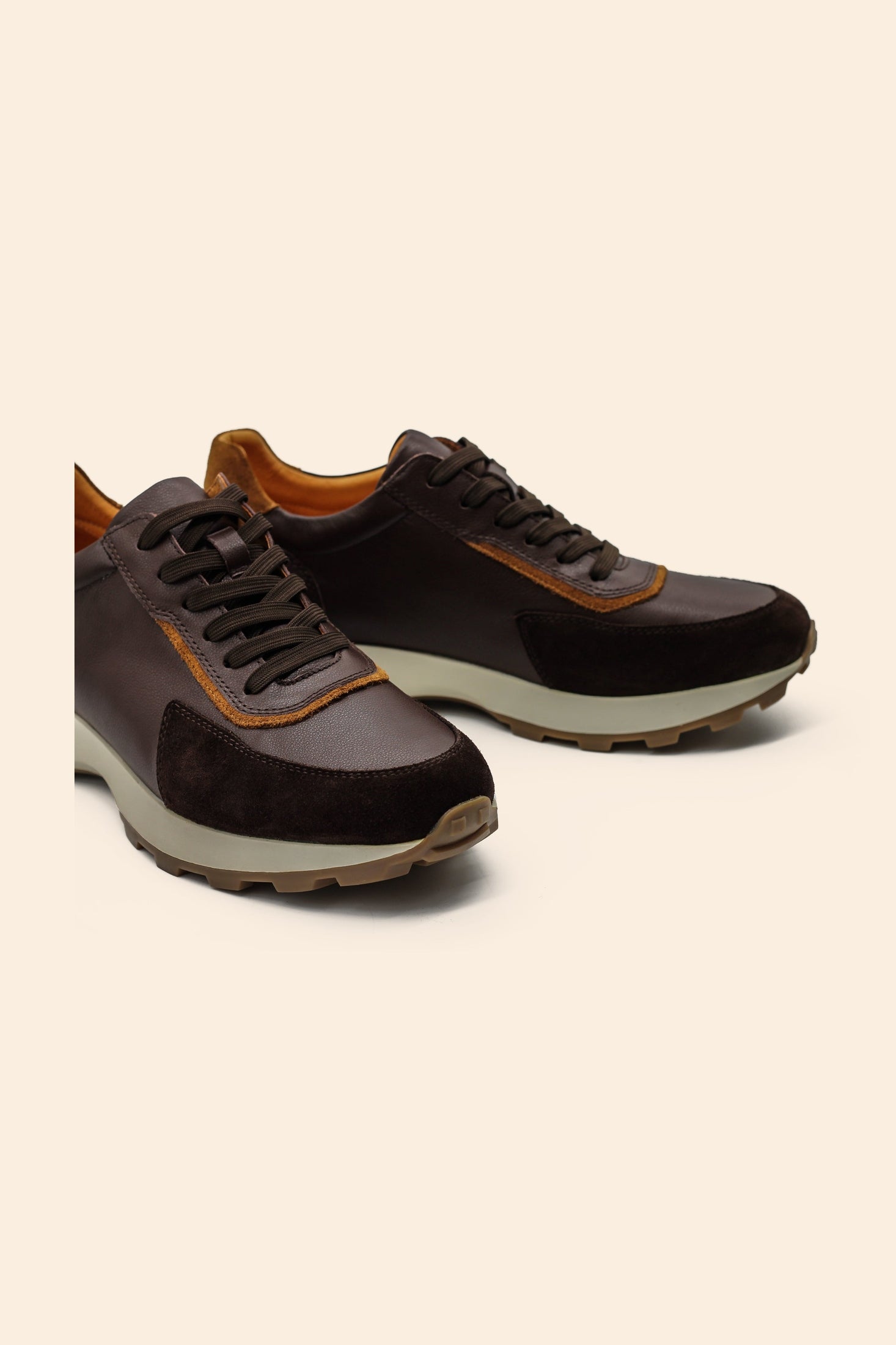 Men’s Brown Real Leather & Suede Trainers