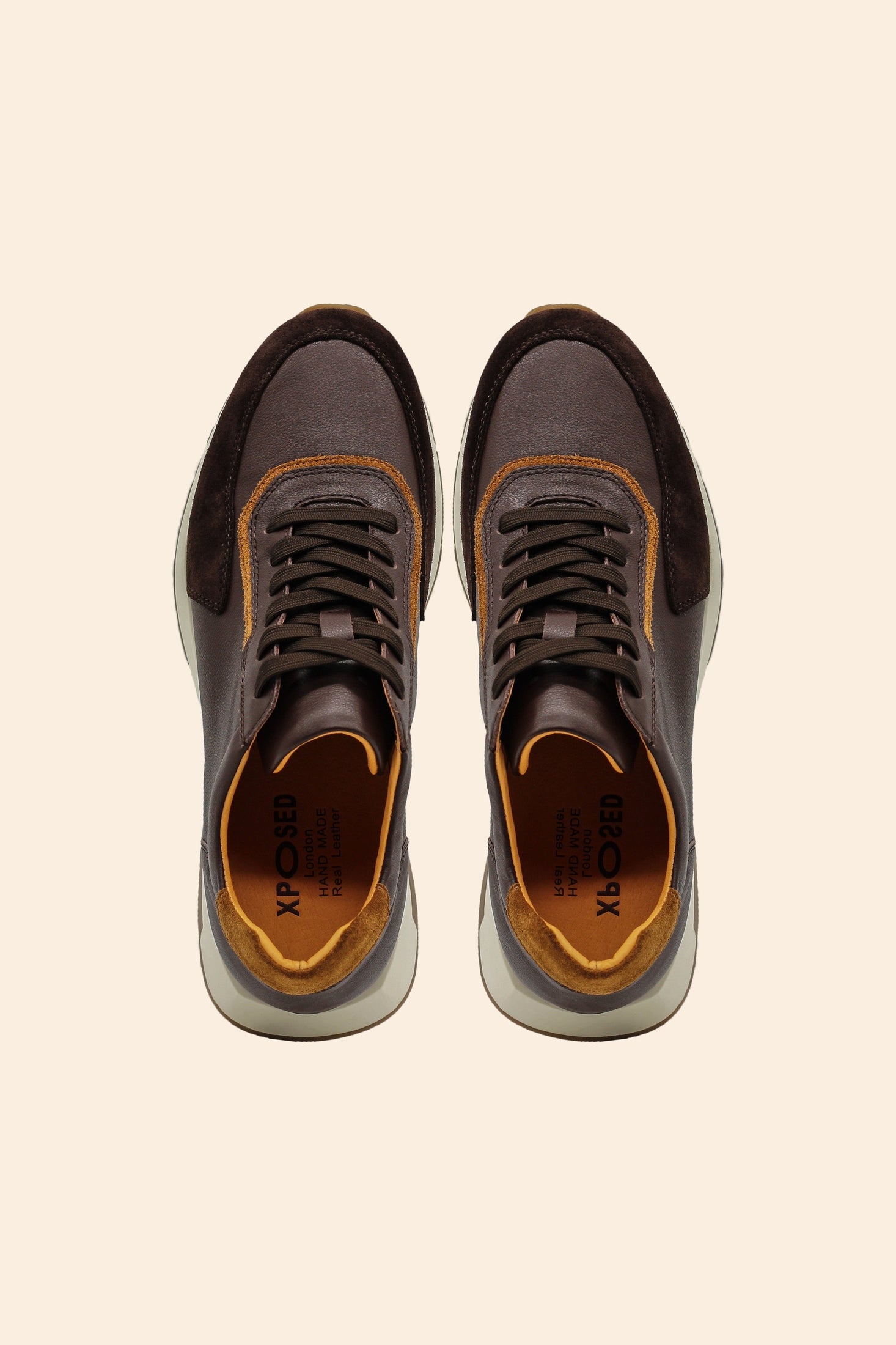 Men’s Brown Real Leather & Suede Trainers