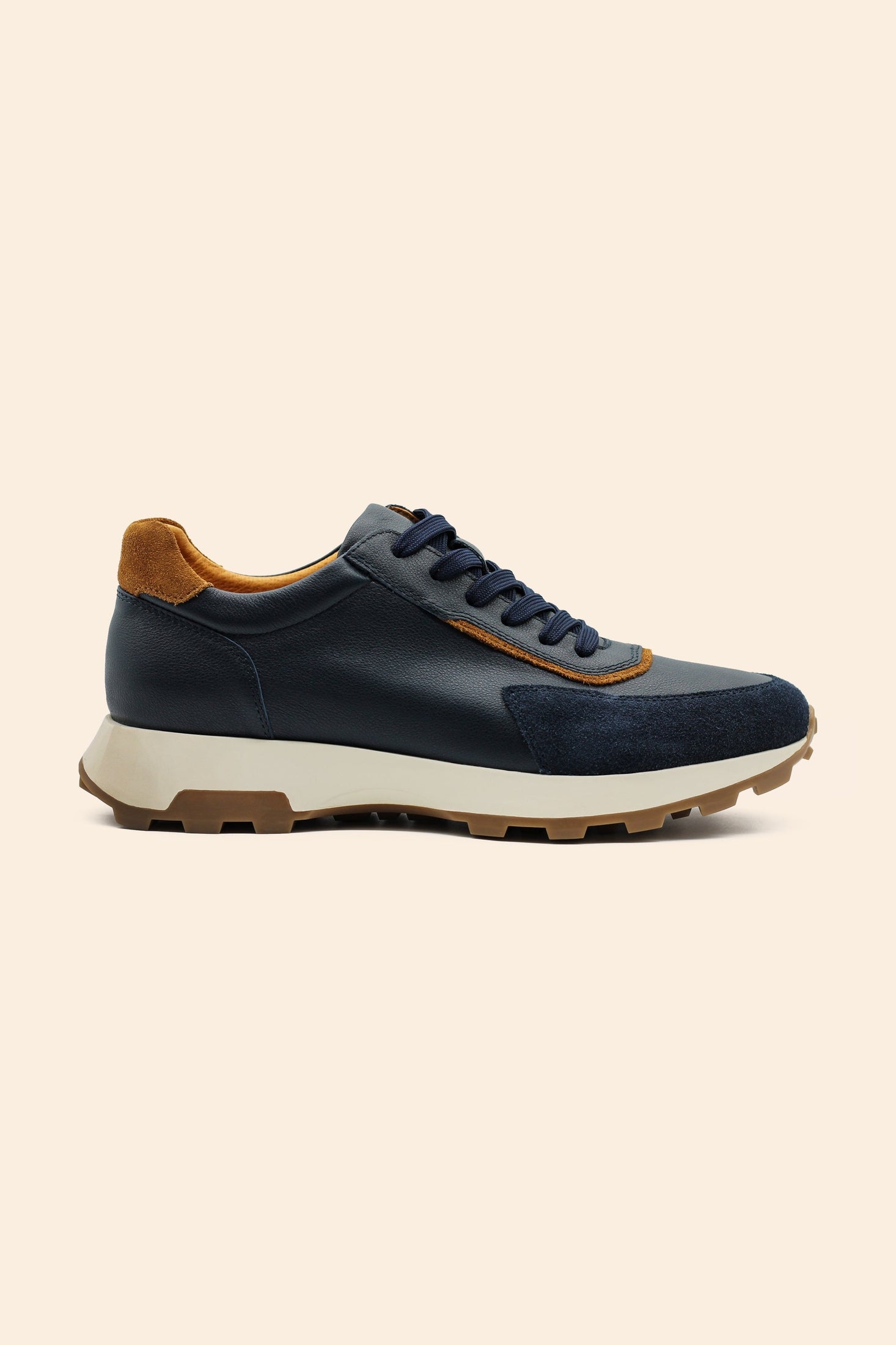 Men’s Navy Real Leather & Suede Trainers