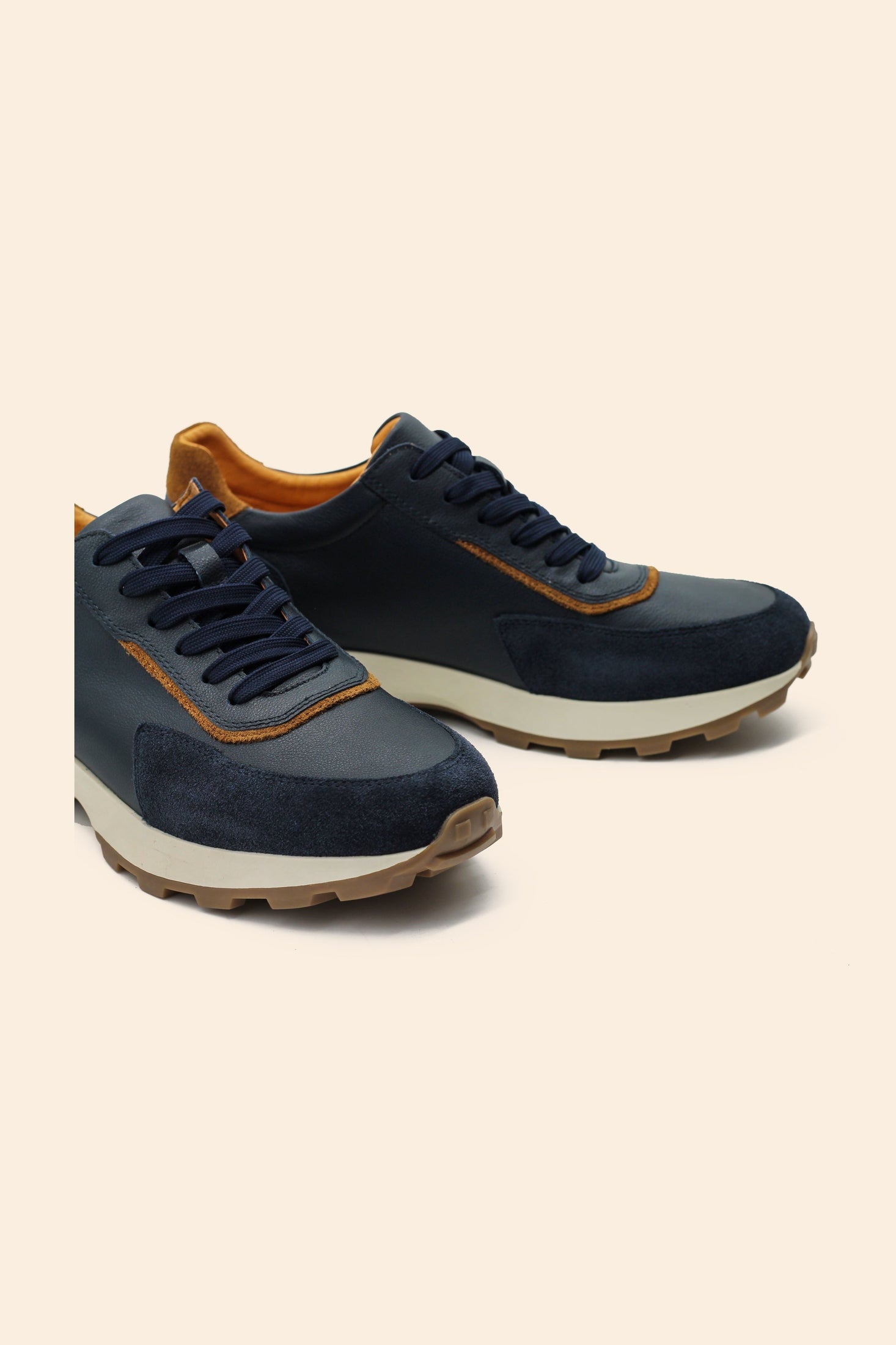 Men’s Navy Real Leather & Suede Trainers