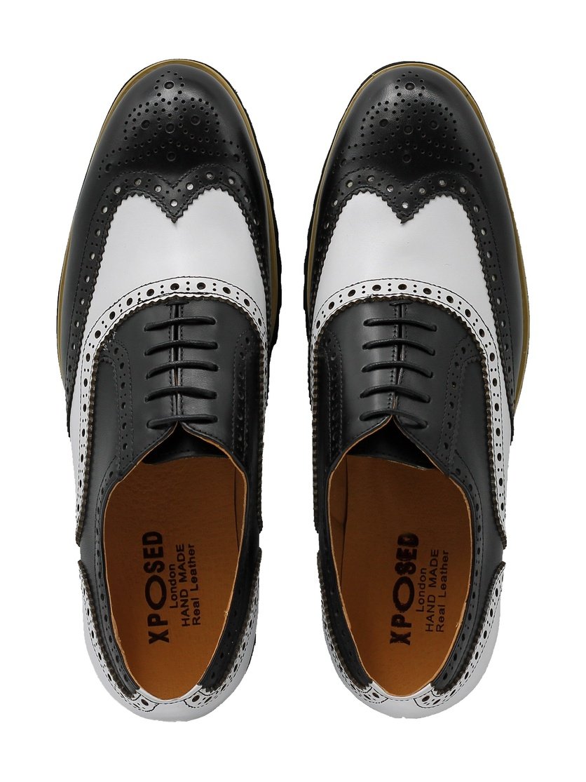 RETRO LEATHER BROGUES IN BLACK & WHITE