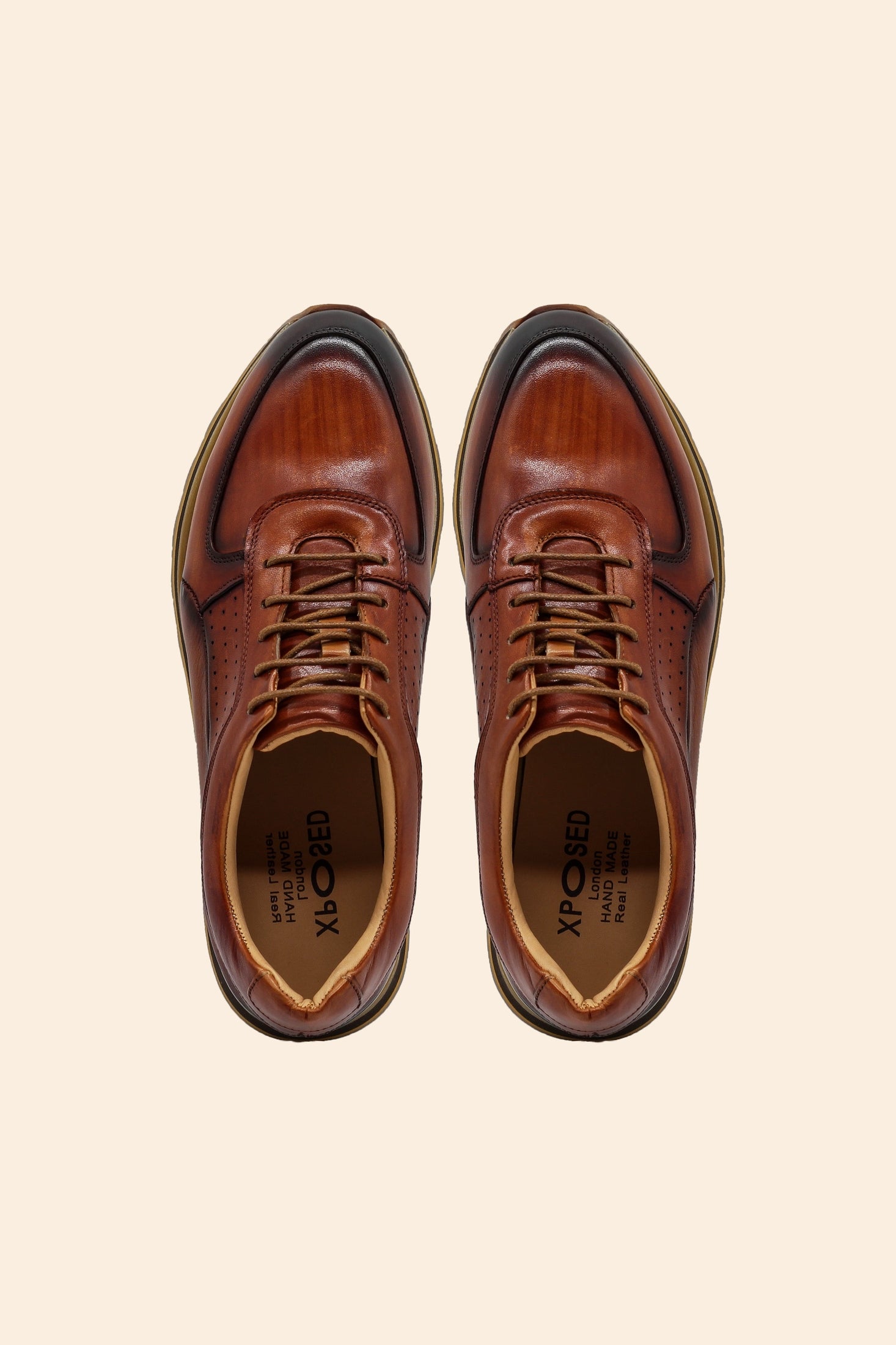 Men’s Tan Real Leather Trainers