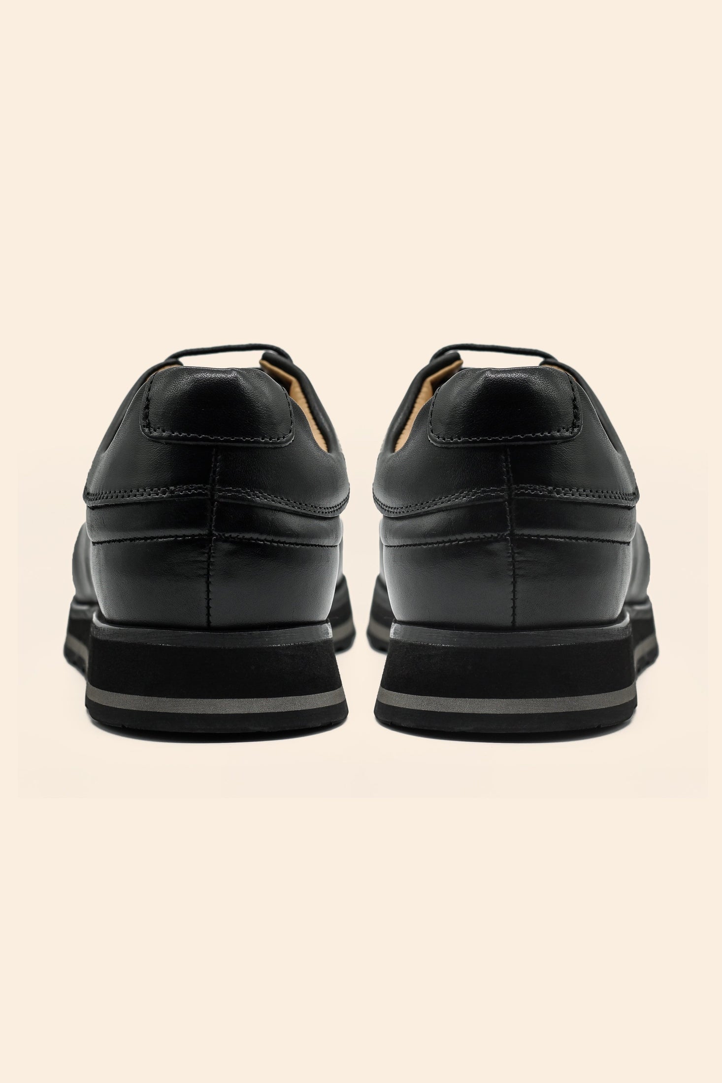 Men’s Black Real Leather Trainers